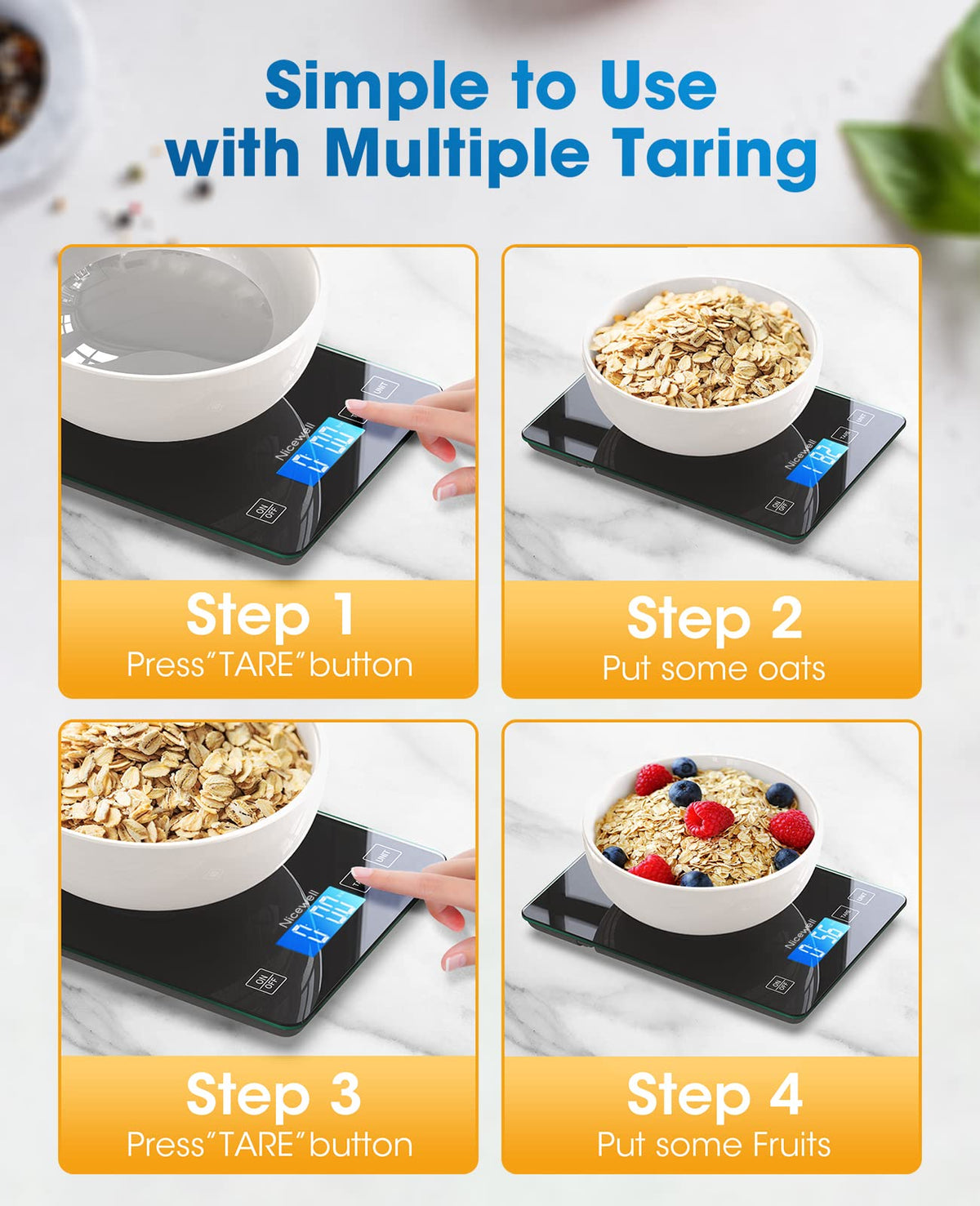 Nicewell Digital Kitchen Food Scale 22lb for Cooking Baking