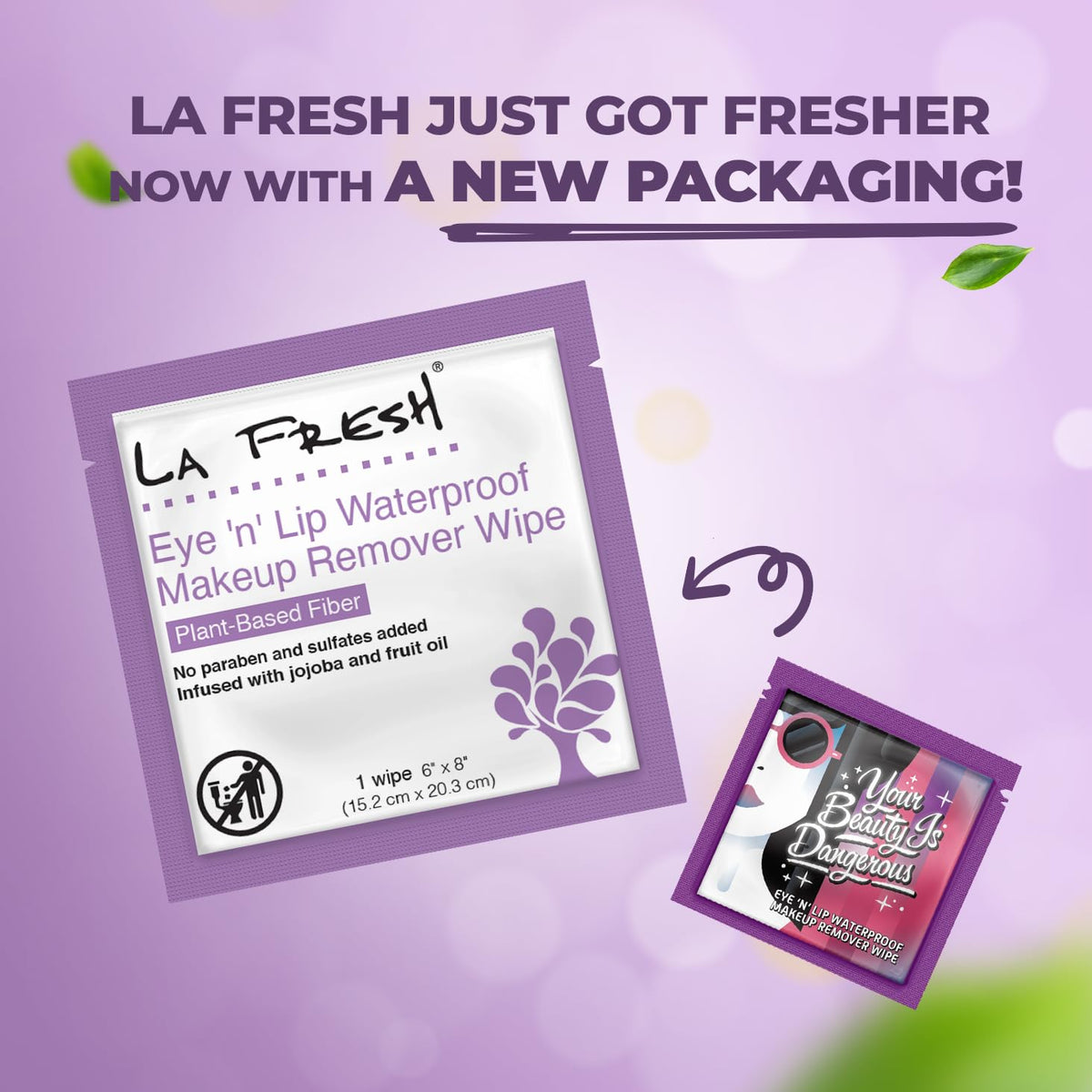 LA Fresh Eye and Lip Makeup Remover Wipes, Waterproof, Pack of 50