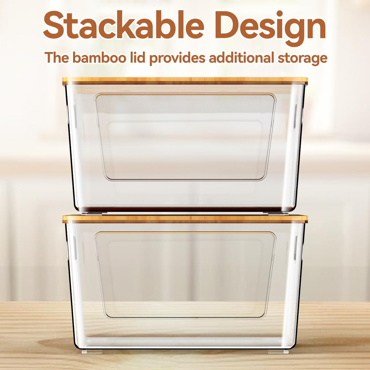 spospo 2 Pack Trash Bag Holder with Bamboo Lid Stackable Trashbag Dispenser