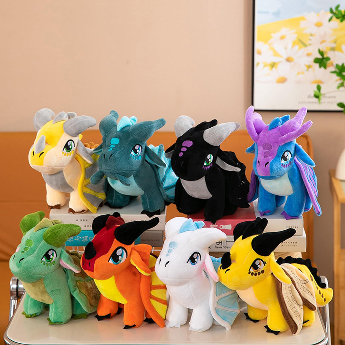 Soft Plush Wings Dragon Stuffed Animals Toy Pillow Doll, 12" Pterosaur Flying Black Dragon Plushie Toys Best Birthday Christmas Anniversary Fiesta Party Festival Gifts for Adults Kids Baby Boys Toys