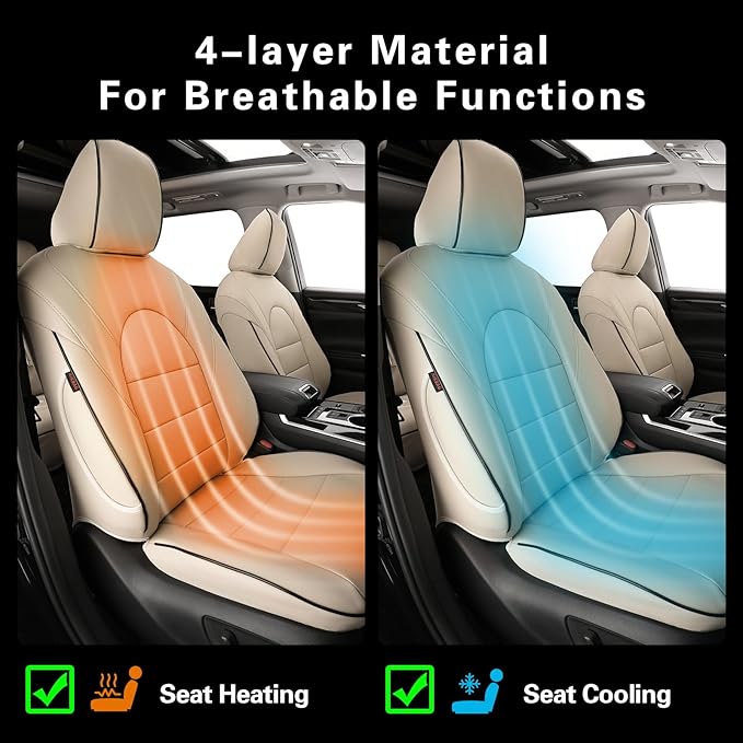 EKR Camry Seat Covers for Toyota Camry L, LE, SE 2018-2024 & SE Nightshade 2020-2024,(Not for Hybrid) Leather Car Seat Cover Full Set for Trucks SUV-Faux Leather (Beige)
