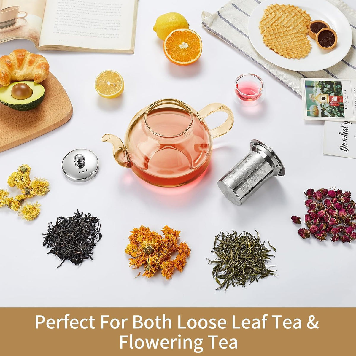 DOPUDO Glass Teapot with Infuser, 40 oz Borosilicate Tea Kettle