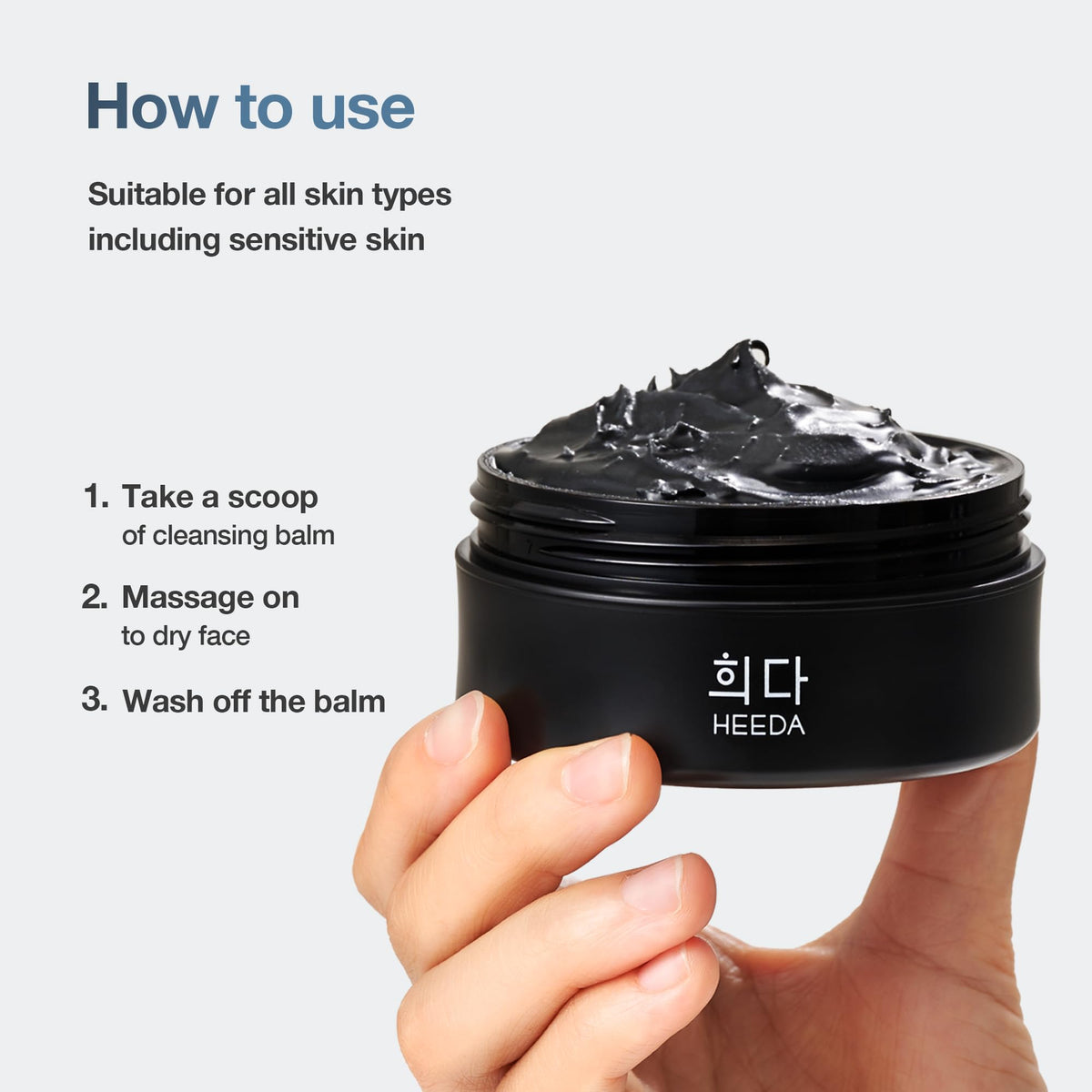 HEEDA Korean Charcoal Cleansing Balm, Waterproof Makeup Remover