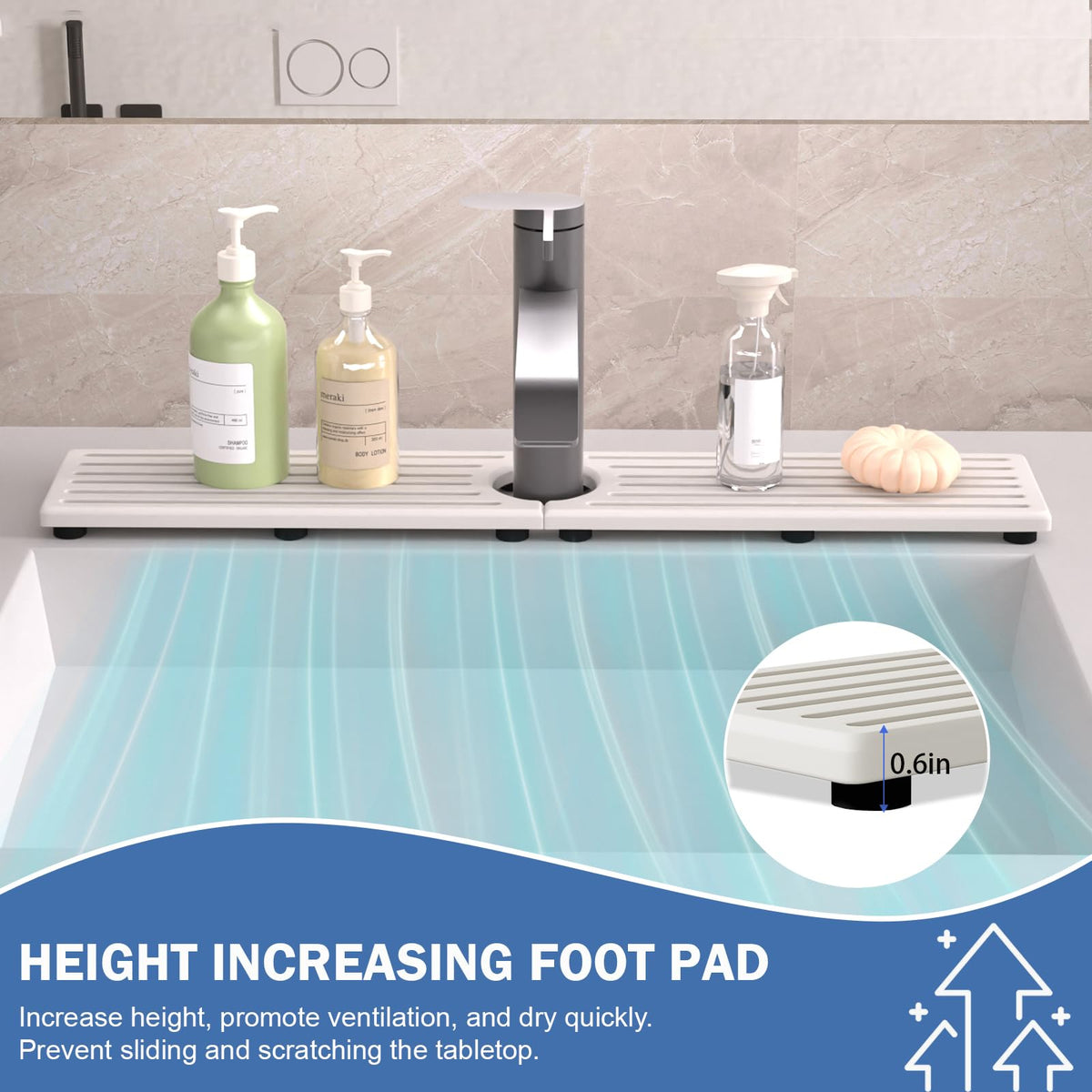 Stone Faucet Mat for Kitchen Sink, Water Absorbing Sink Water Splash Guard, Fast-Drying Kitchen Sink Faucet Mat, Durable Protector and Stone Drying Mat for Kitchen Counter & Bathroom Sink