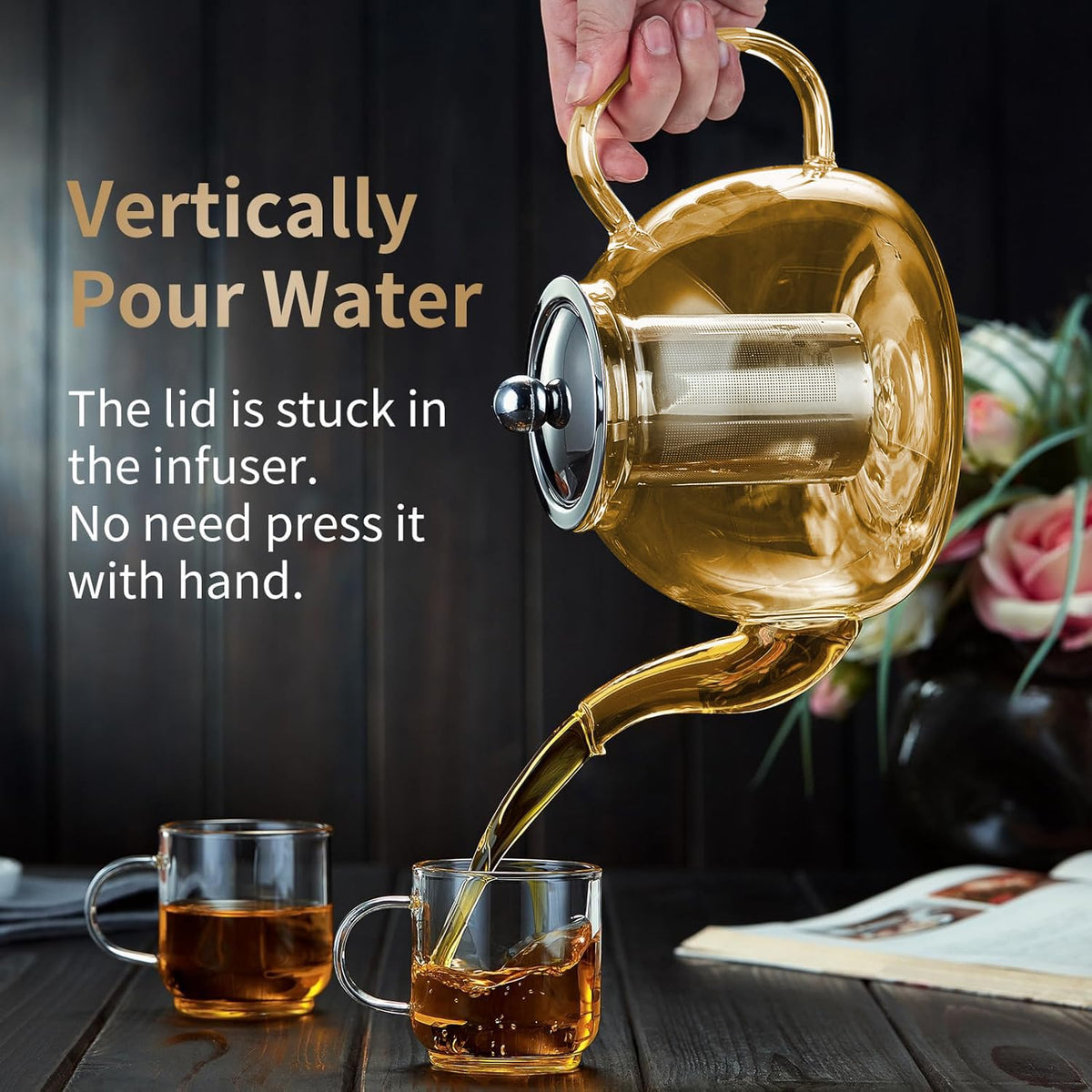 DOPUDO Glass Teapot with Infuser, 40 oz Borosilicate Tea Kettle