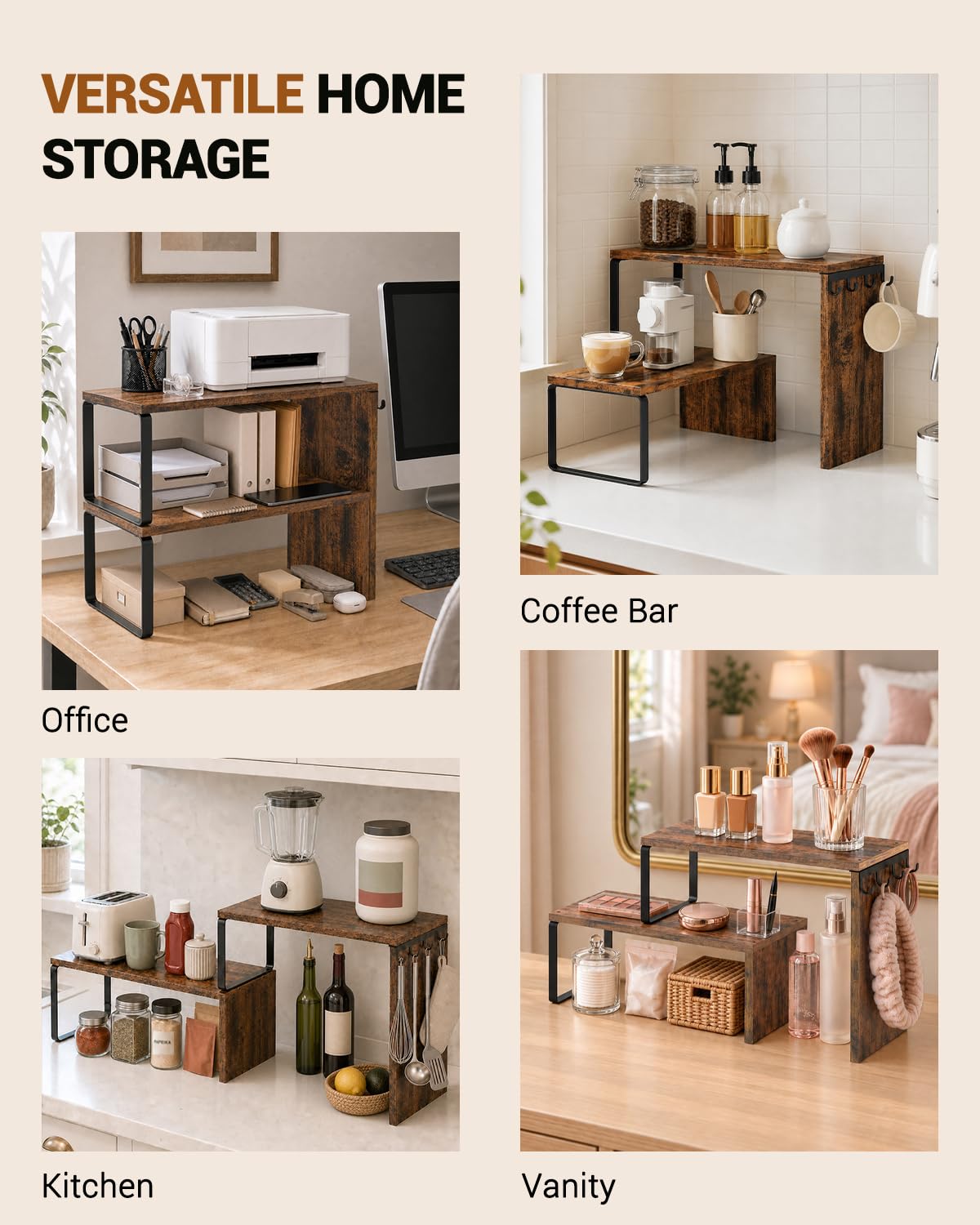 Kitchen Countertop Organizer, Counter Shelf for Corners Coffee Bars Pantry