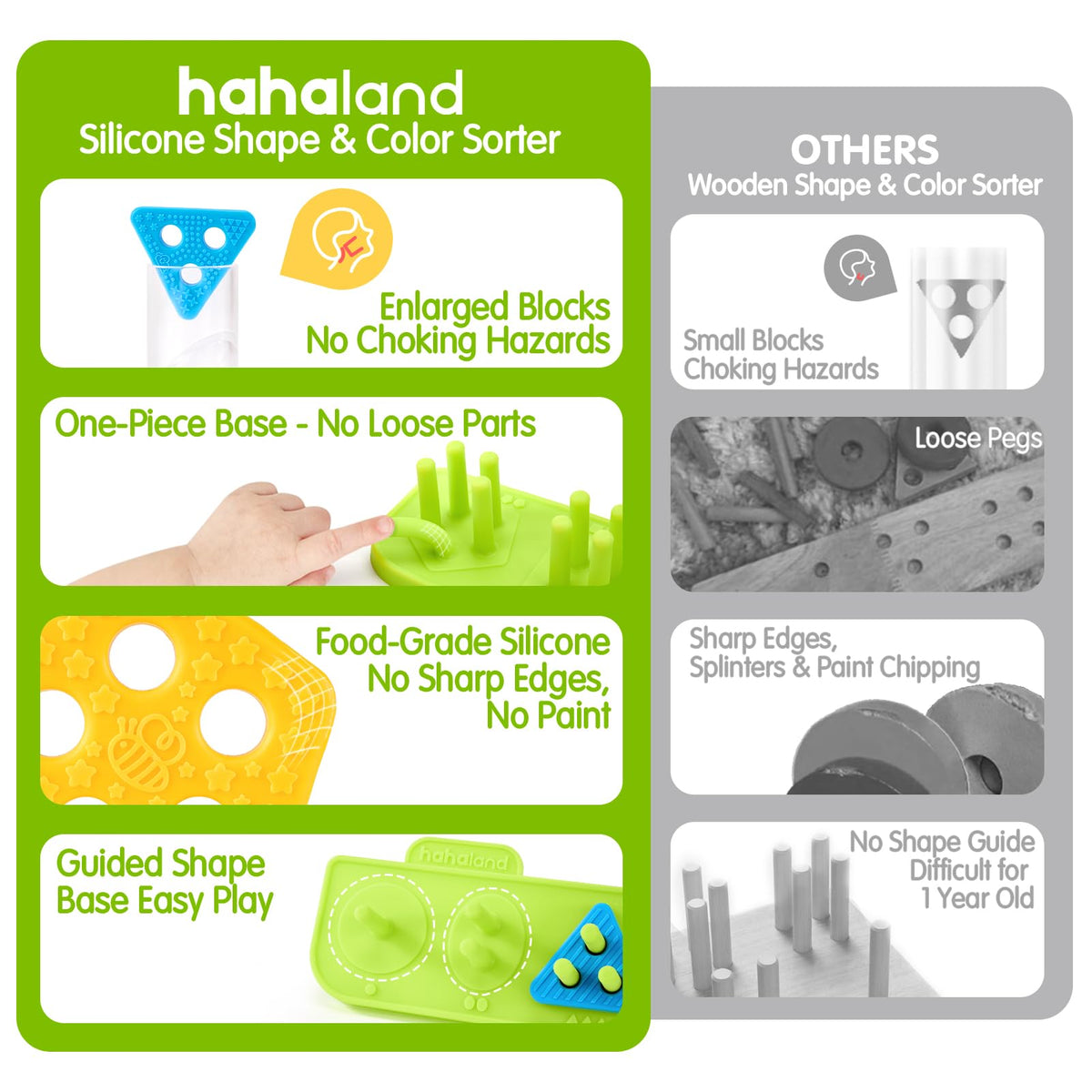 hahaland Silicone Sorting & Stacking Toys - Montessori Toys for 1 Year Old