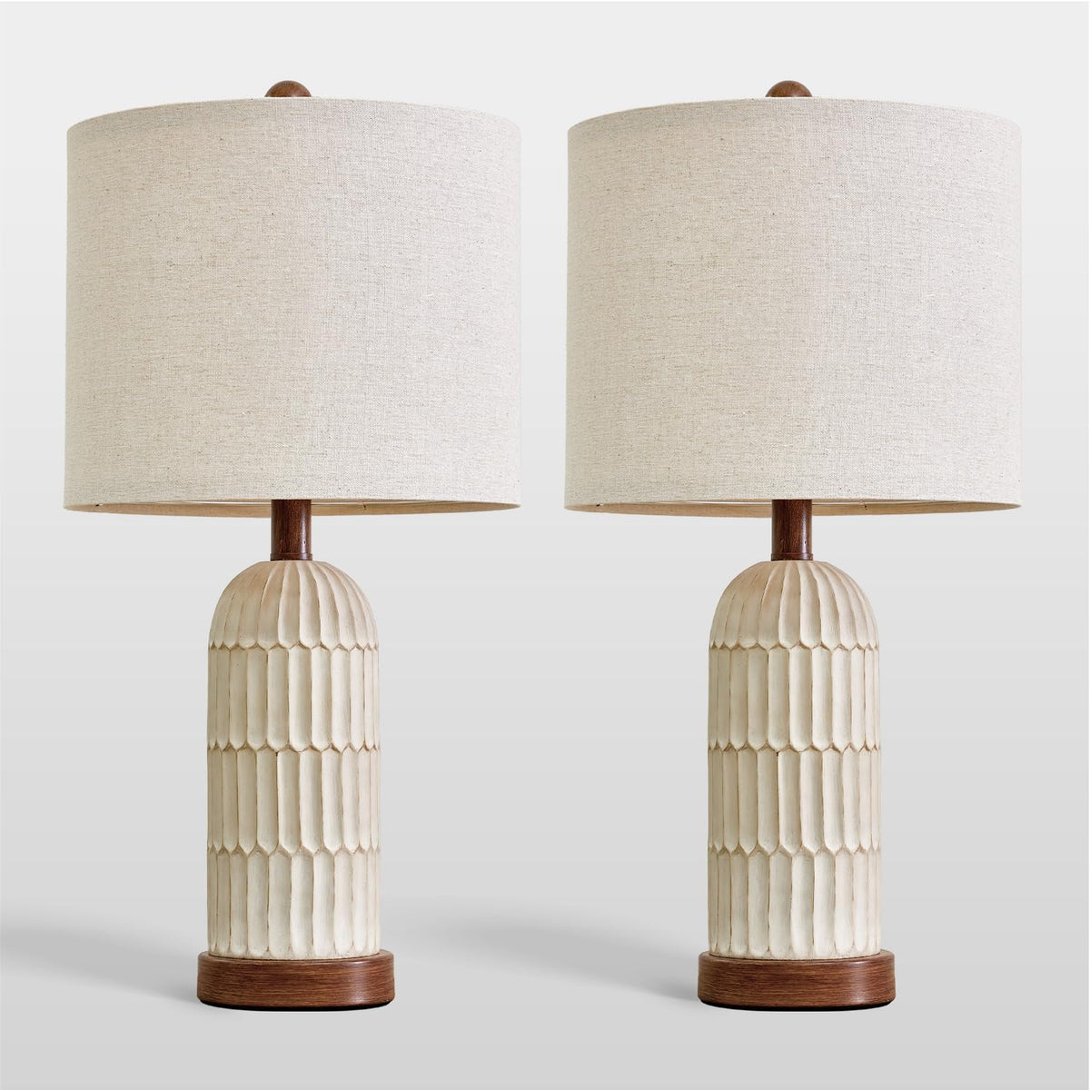 OYEARS 22" Bedside Table Lamps Set of 2, Farmhouse Lamp with USB A+C,Brown