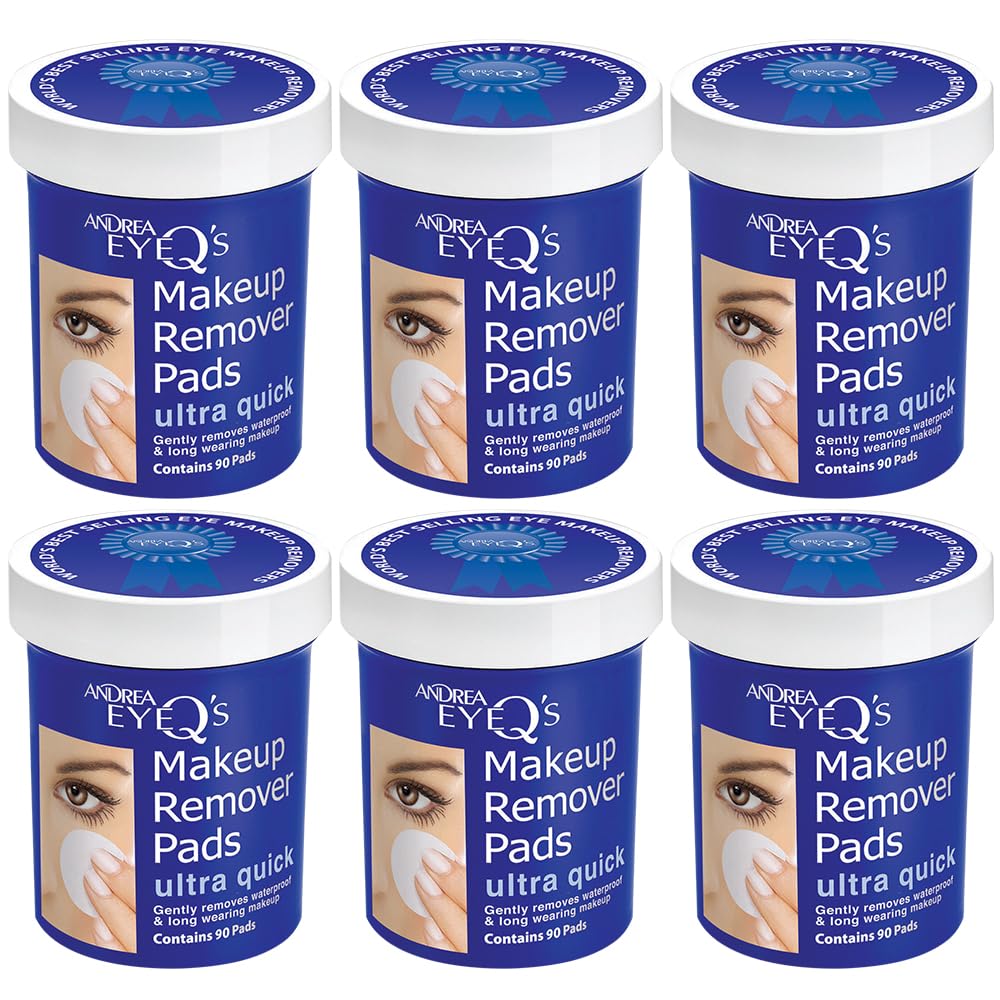 Andrea Eye Q's Ultra Quick Eye Makeup Remover Pads, 90-Count (Pack of 6)