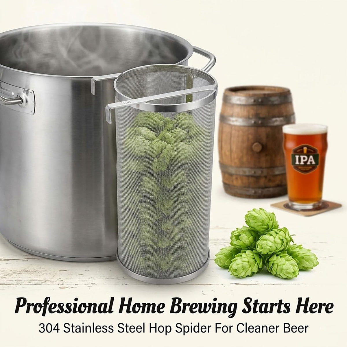Hop Spider 300 Micron Mesh Stainless Steel Hop Filter Strainer for Home Beer Brewing Kettle