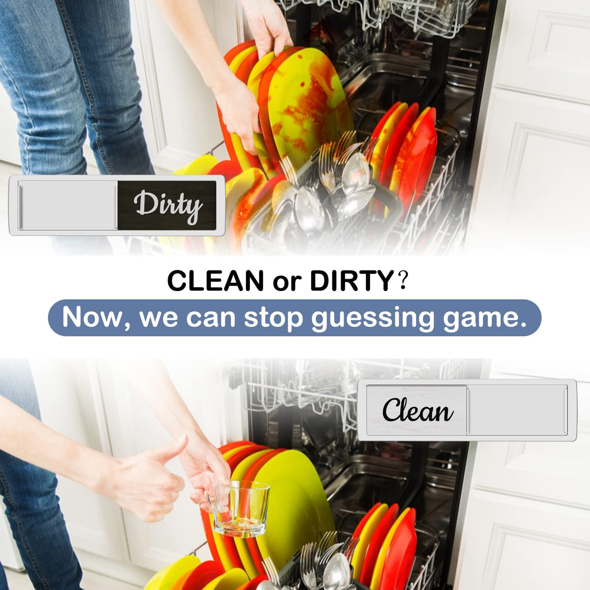 Oxepleus Clean Dirty Magnet for Dishwasher Farmhouse Design (A-Silver)