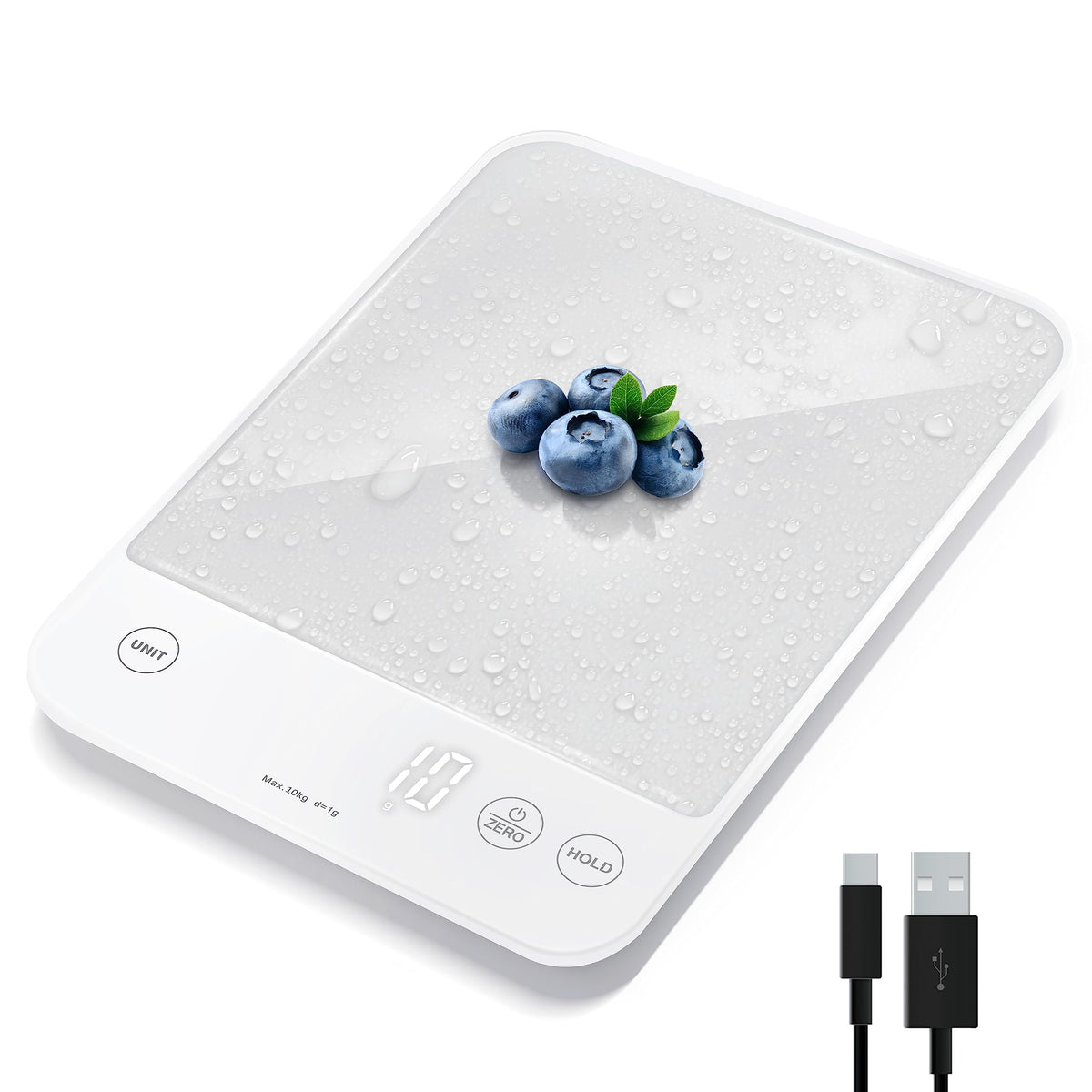 Etekcity 22lb Food Kitchen Scale, USB Rechargeable, IPX6 Waterproof