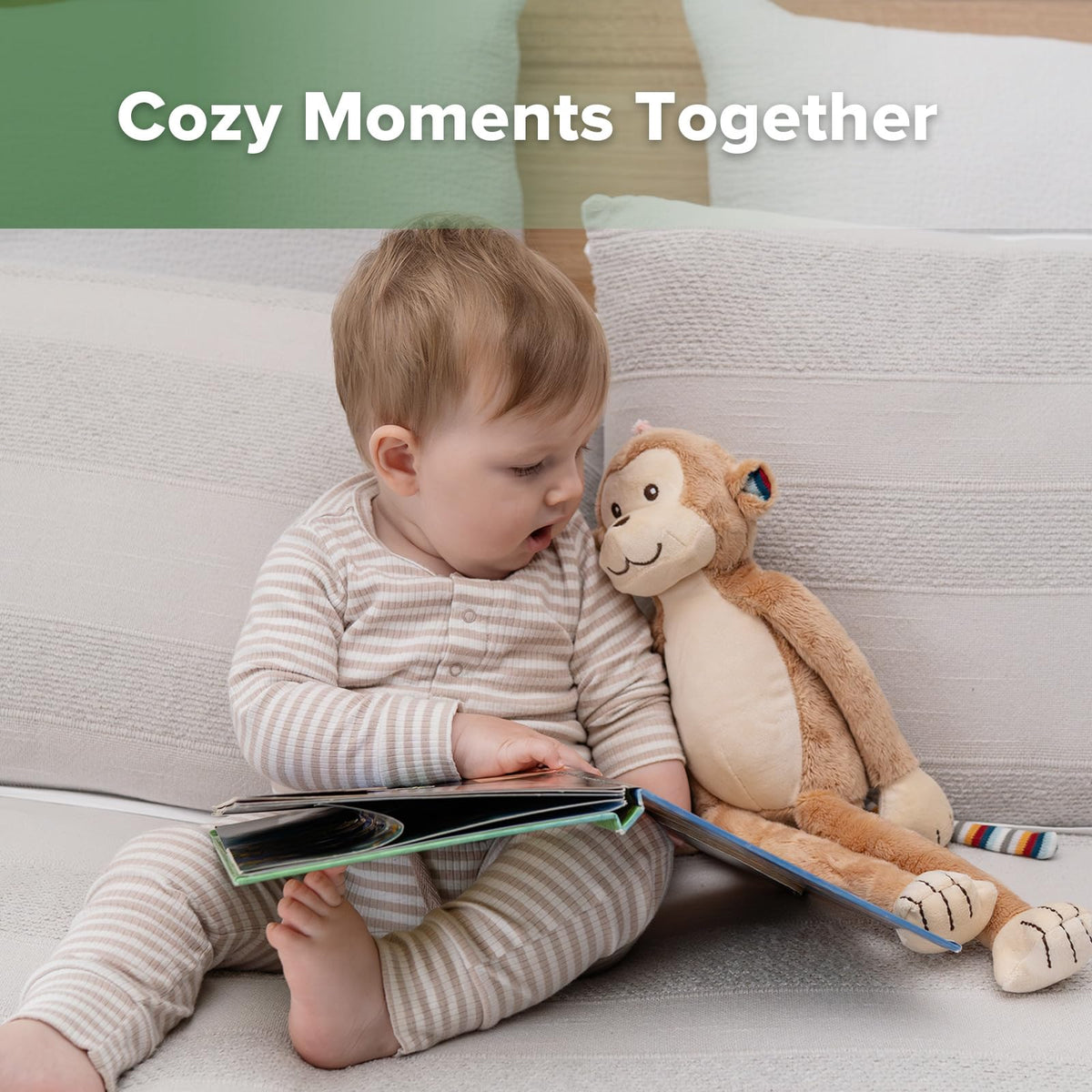haakaa Monkey Plush Toy, Soft Cuddly Stuffed Animal Monkey Plushie with Long Limbs, Huggable Comfort Companion, Classic Gift for Kids & Adults