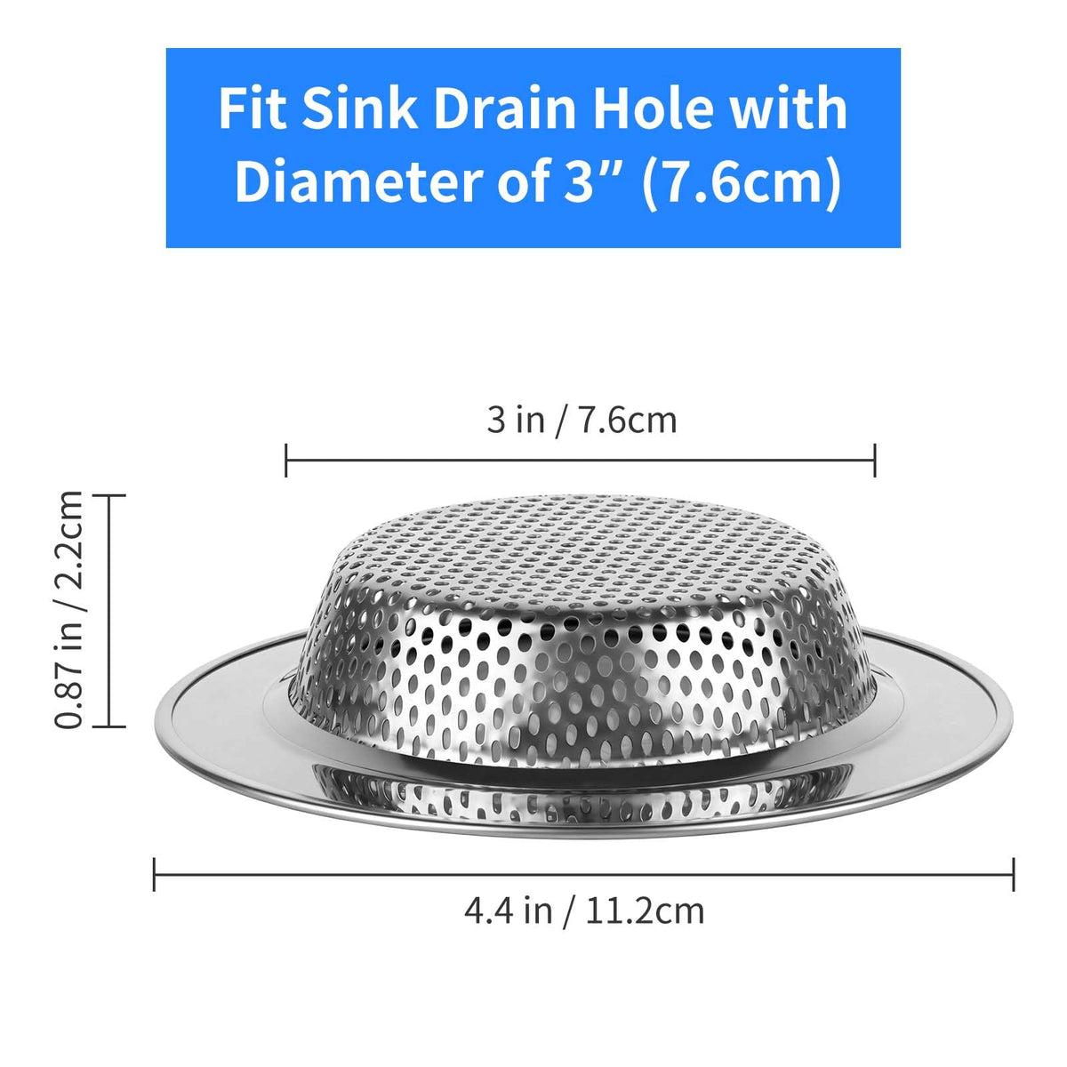 Chefbee 4PCS 4.4" Stainless Steel Kitchen Sink Drain Strainer Food Catcher