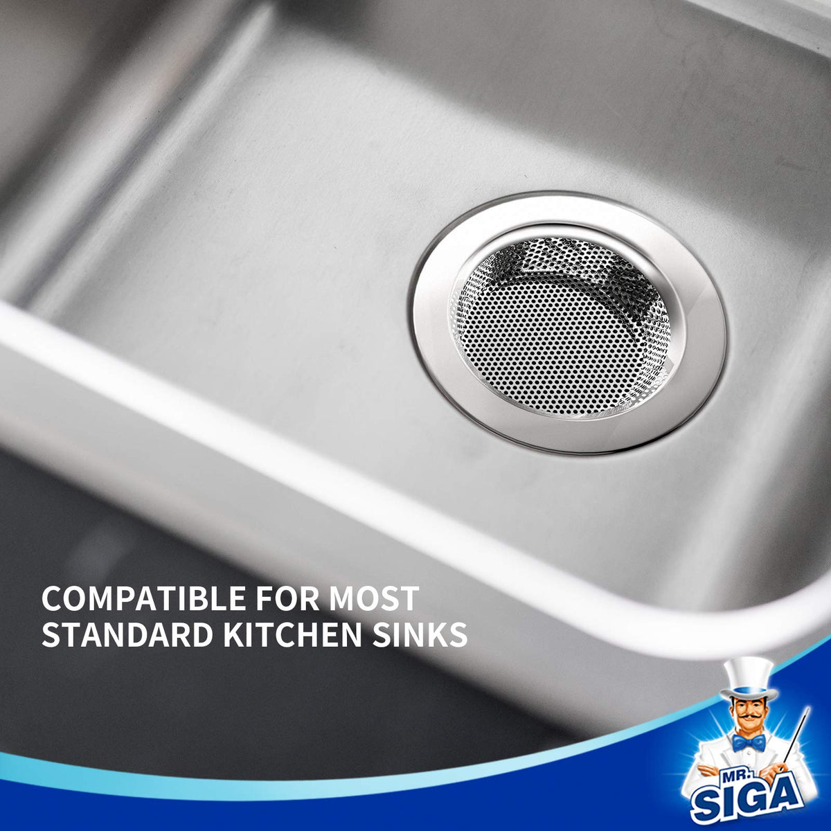 MR.SIGA Kitchen Sink Strainer, Stainless Steel Sink Drain Strainer, 3 Pack