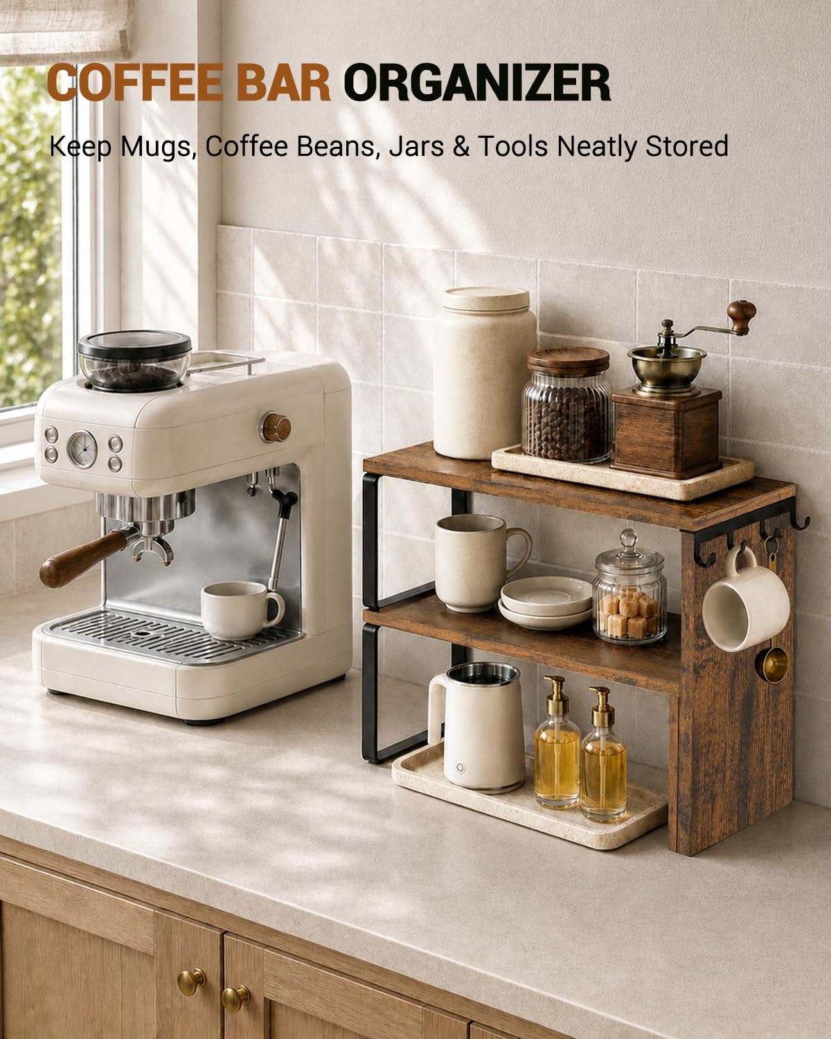 Kitchen Countertop Organizer, Counter Shelf for Corners Coffee Bars Pantry