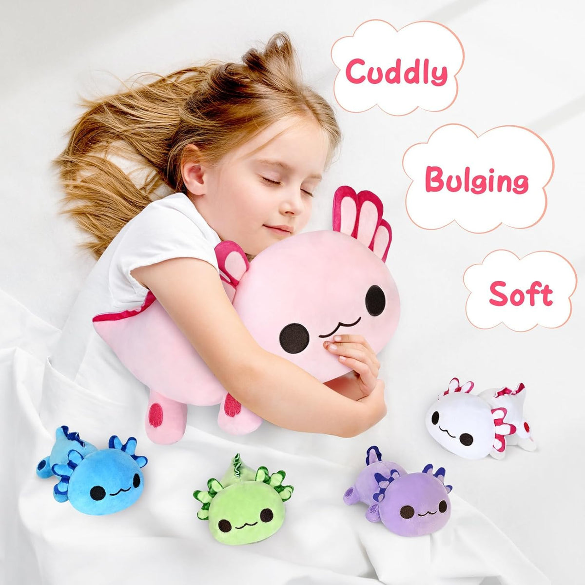 KMUYSL Mommy Plush Toys with 4 Babies, Stuffed Animal for Kids, Axolotl