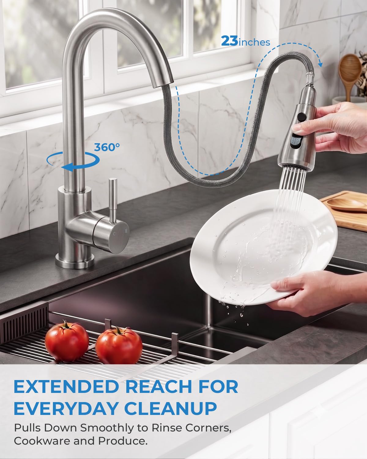 VFAUOSIT Kitchen Faucet with Pull Down Sprayer, Modern Bar Sink Faucet