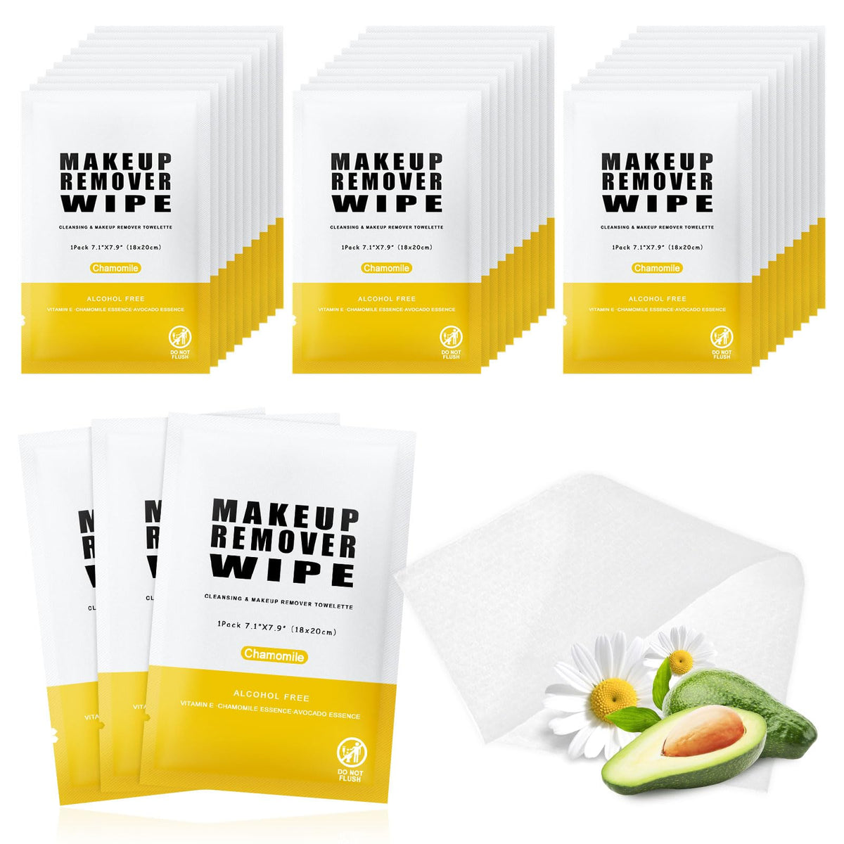 Gsido Pack of 50 Individual Makeup Remover Wipes,Face Cleansing Wipes Bulk