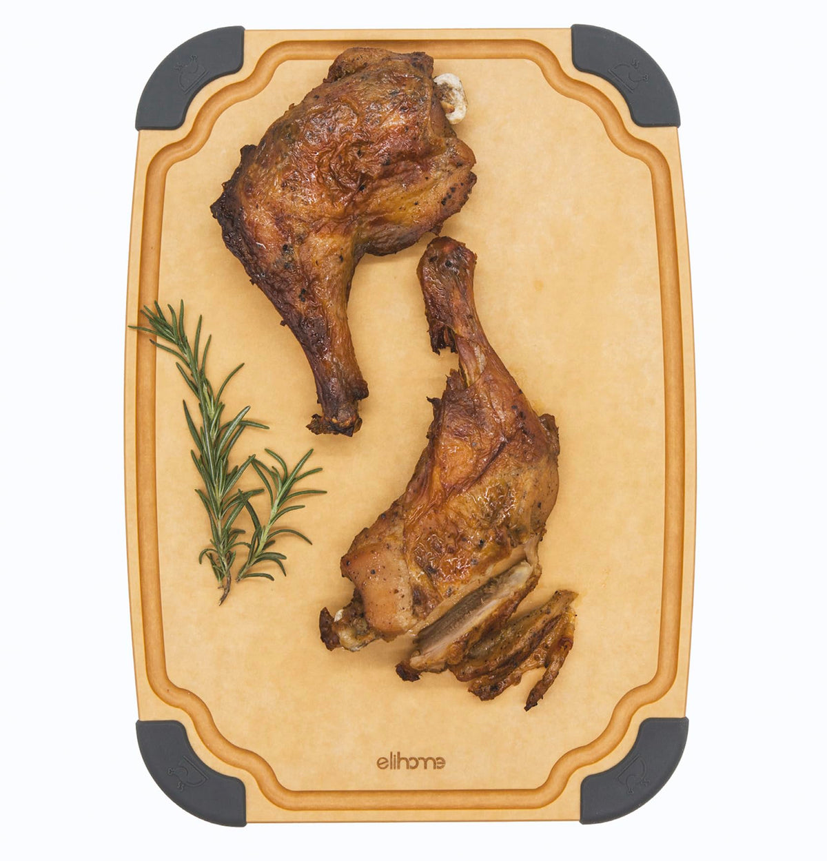 Elihome Essential Series Cutitng Board for Kitchen- Natural Wood Fiber Composite, Dishwasher Safe, Eco-Friendly, Juice Grooves, Non-slip Feet, Non-Porous, Reversible, BPA Free, Medium - 12" x 8"