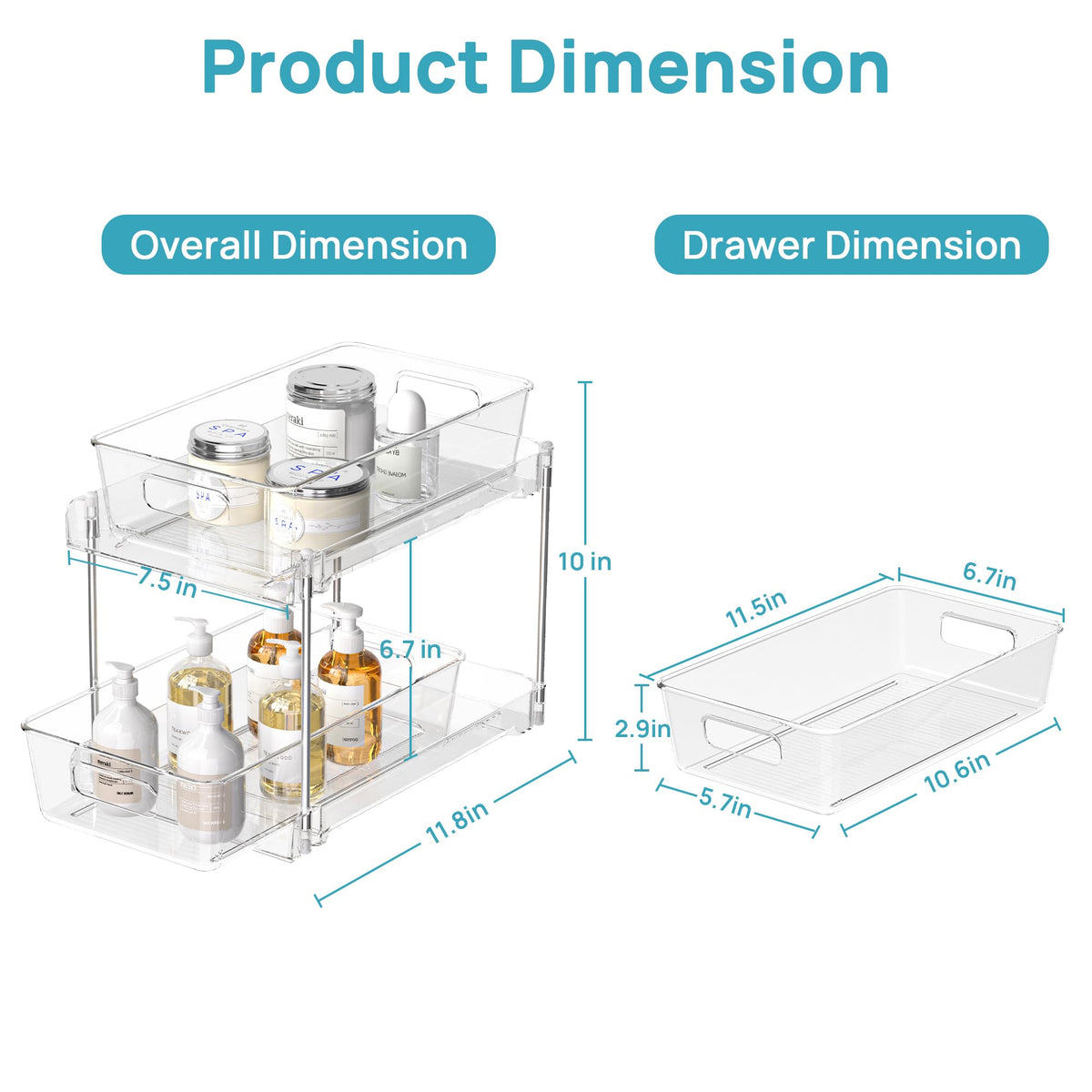 Vtopmart 4 Pack Pull Out Bathroom Under Sink Organizer (S-Standard)