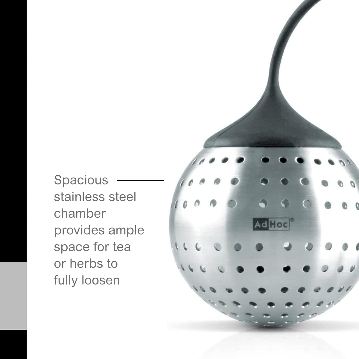AdHoc Spice Bomb Spice Infuser - Kitchen Accessory for Large-Leaved Herbs & Tea - Stainless Steel Infuser Insert with Silicone Clasp & Arm - Essential Strainer for Easy Spice Infusion
