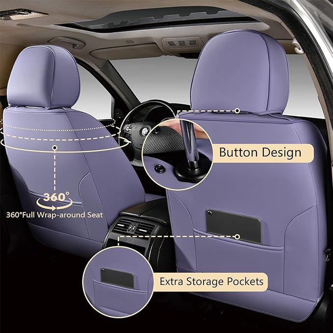 FLORICH Car Seat Covers, Premium Leatherette Car Seat Covers Front Seats, Automotive Vehicle Seat Cushions, Waterproof Seat Protectors for Sedans Cars SUV Trucks, Purple