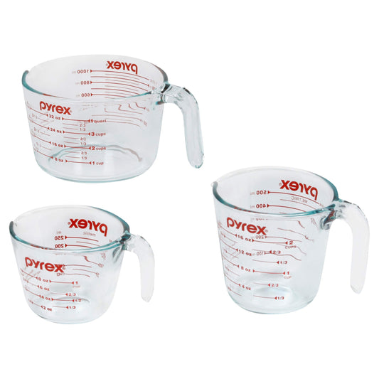 Pyrex Essentials (3-Pack) Glass Measuring Cups Set (1, 2 & 4 Cup)