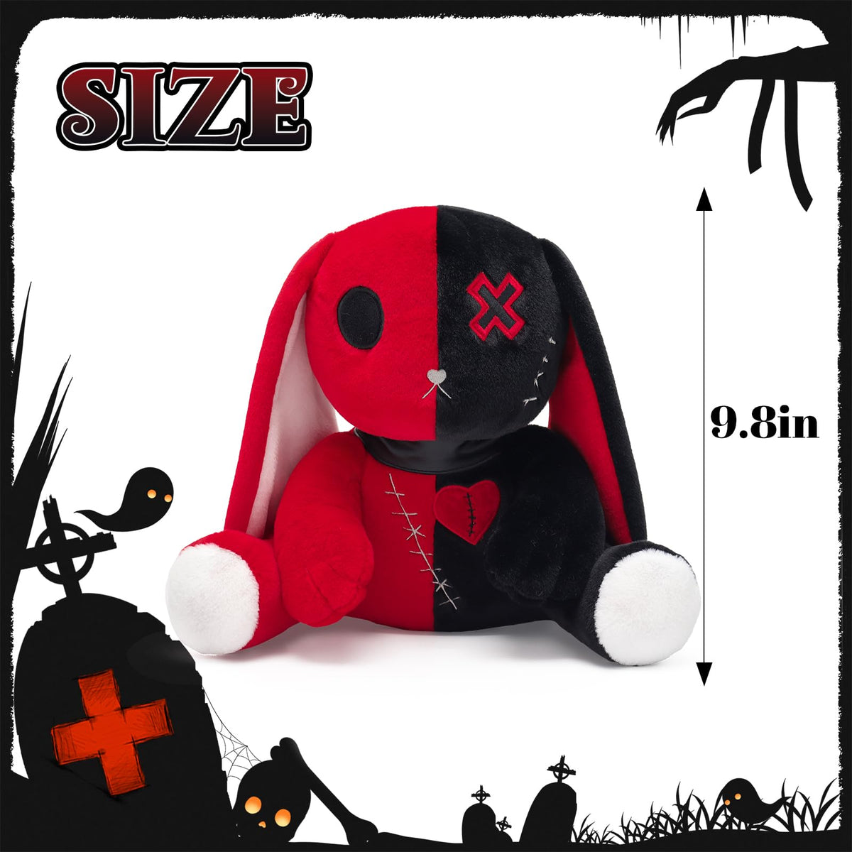 Goth Bunny Plush Horror Easter Creepy Spooky Crazy Rabbit Plushie Toy
