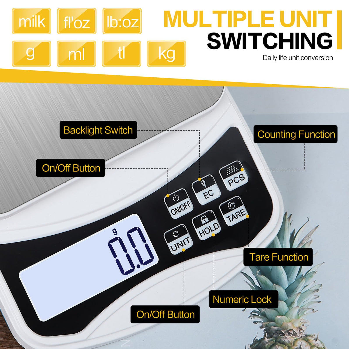 Digital Lab Scale 5000g x 0.1g LCD Display Analytical Balance Jewelry Scale