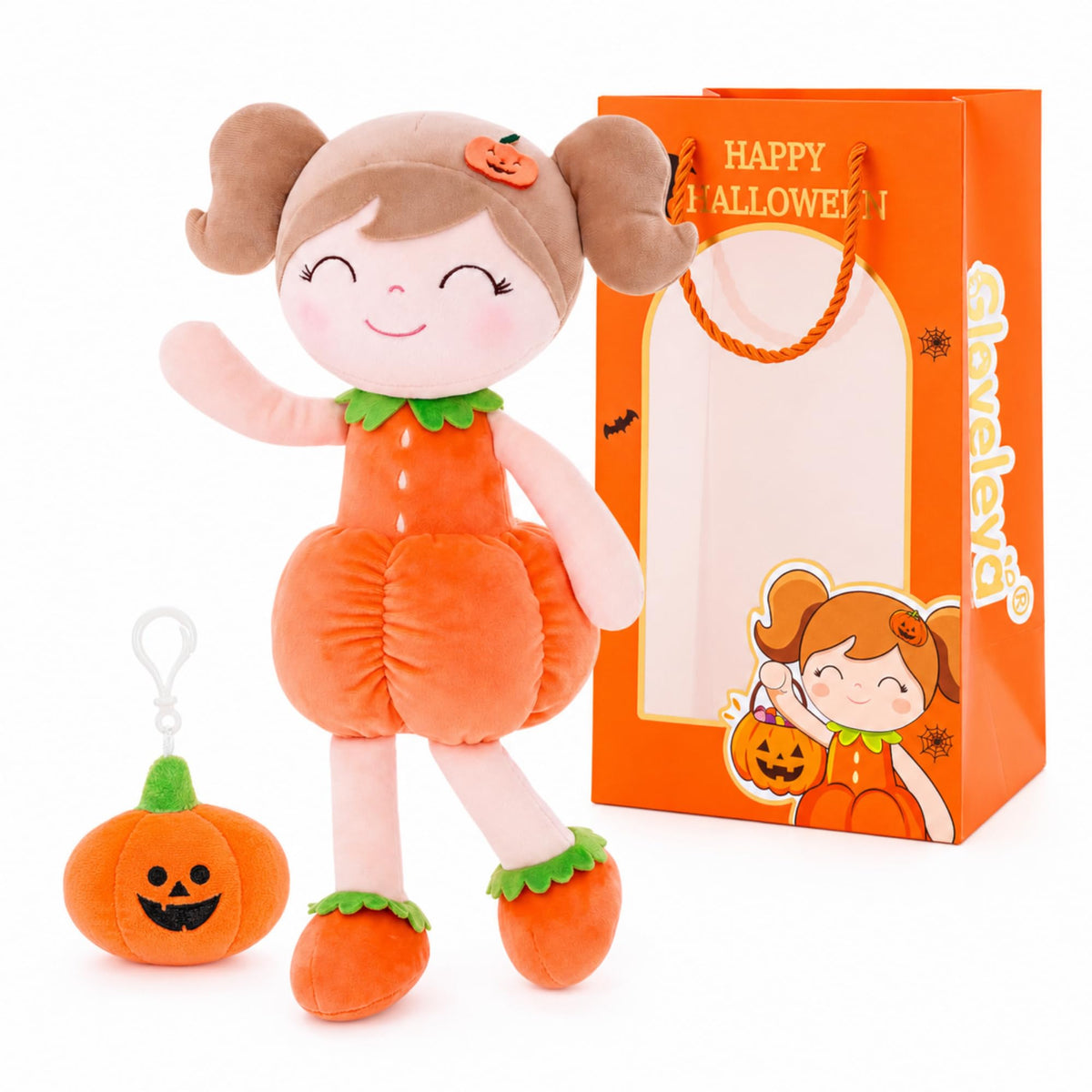 Halloween Plush Toy, Trick-or-Treat Gift, Pumpkin Doll, Keychain, Gift Bag