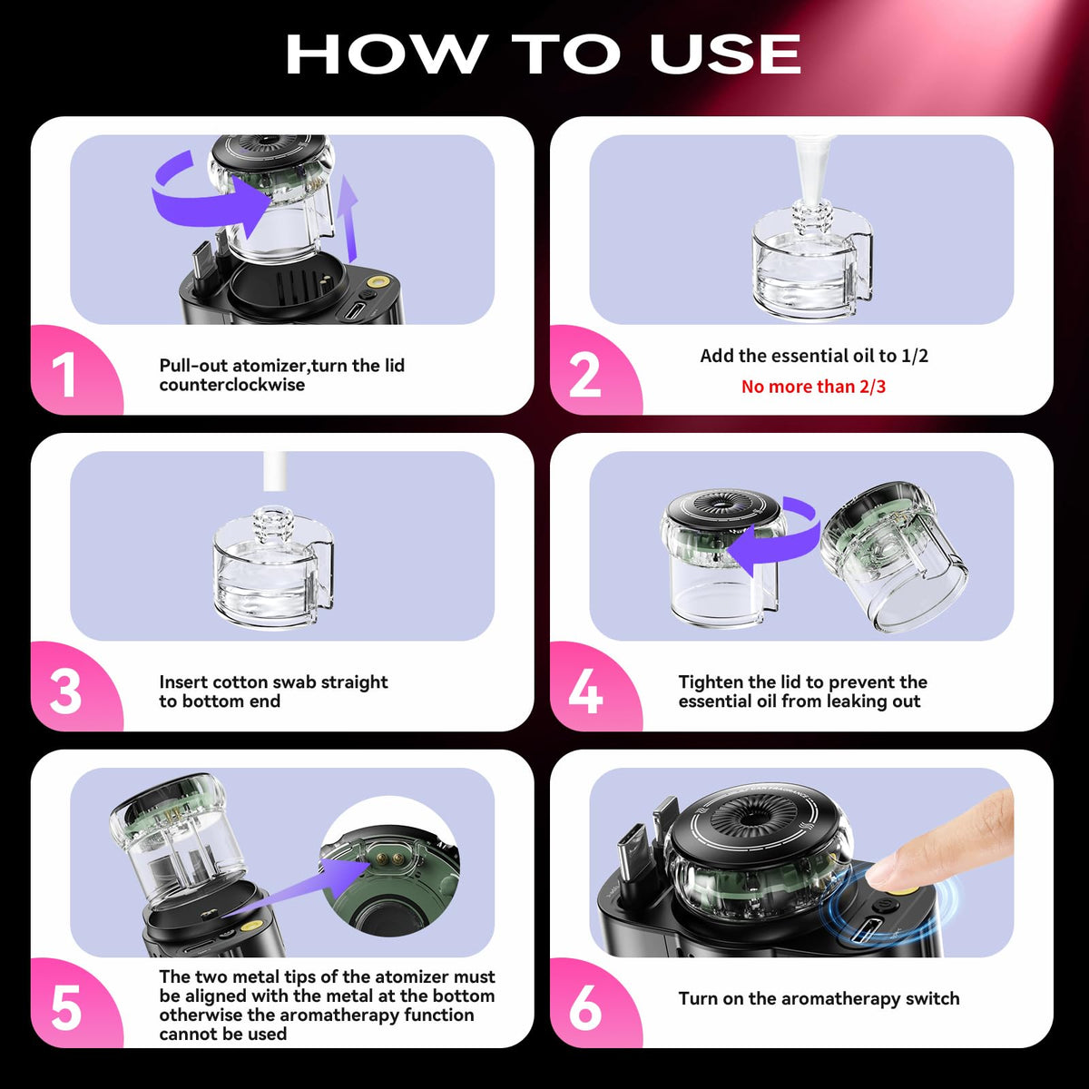 5 in 1 Retractable USB C Car Charger Fast Charge Aromatherapy Starry Sky