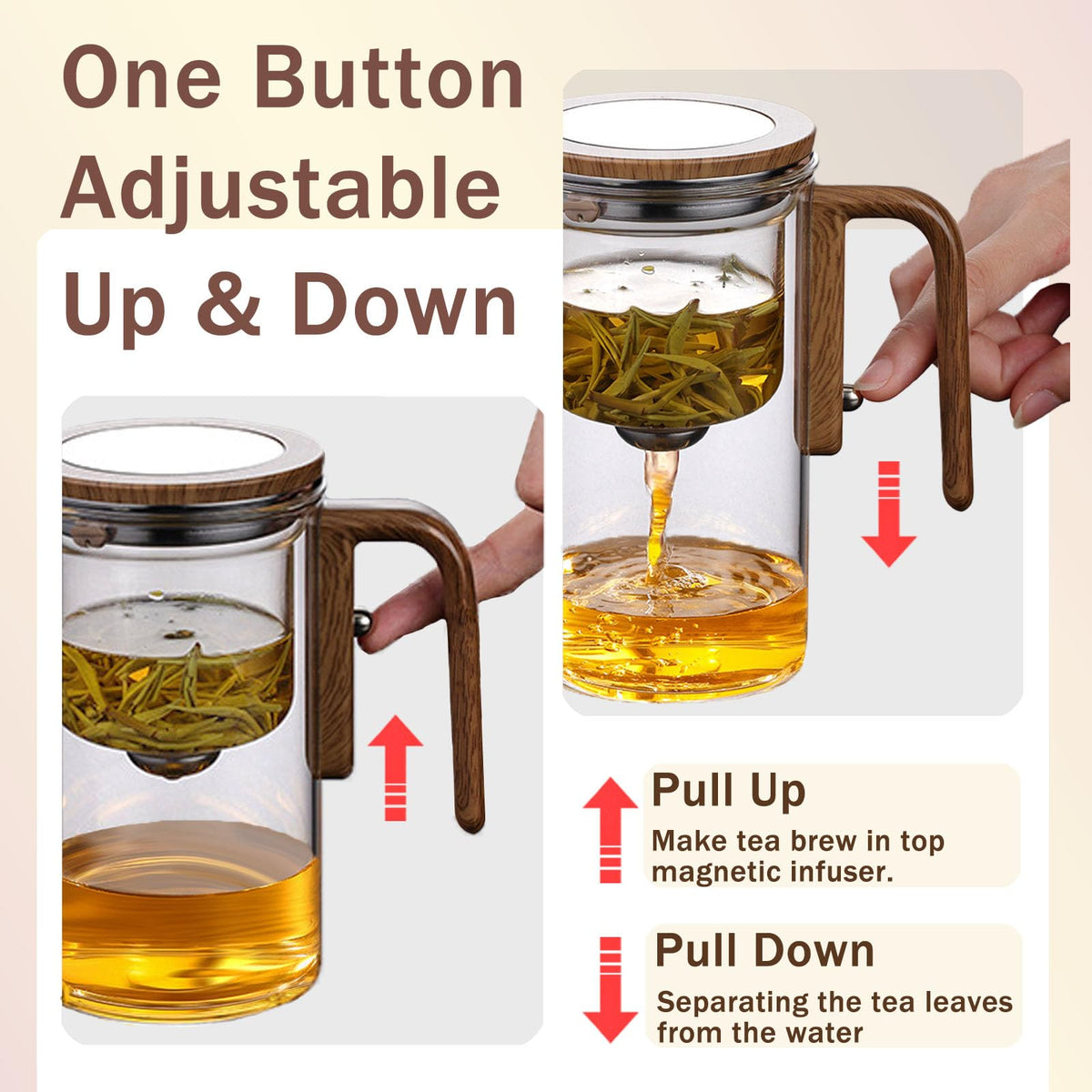 Enchanti Tea Pot Magic Teapot with Strainer Magnetic Glass Teapot
