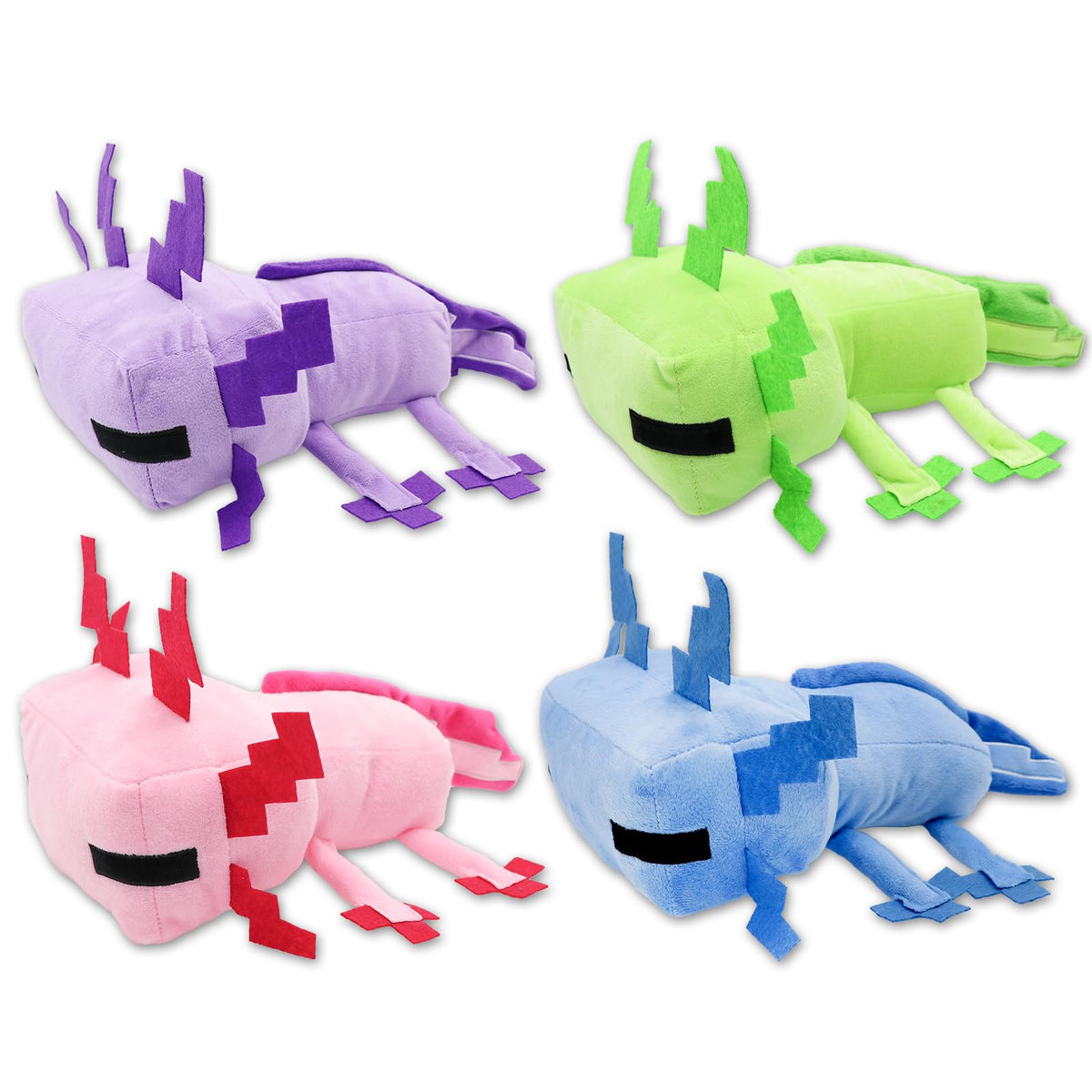 XSLWAN Blue Axolot Plush、Green Axolot Plush、 Pink Axolot Plush and Purple Axolot Plush Plush Stuffed Toy Soft Throw Pillow Kids Birthday Gift for Holidays, Birthdays（4PCS