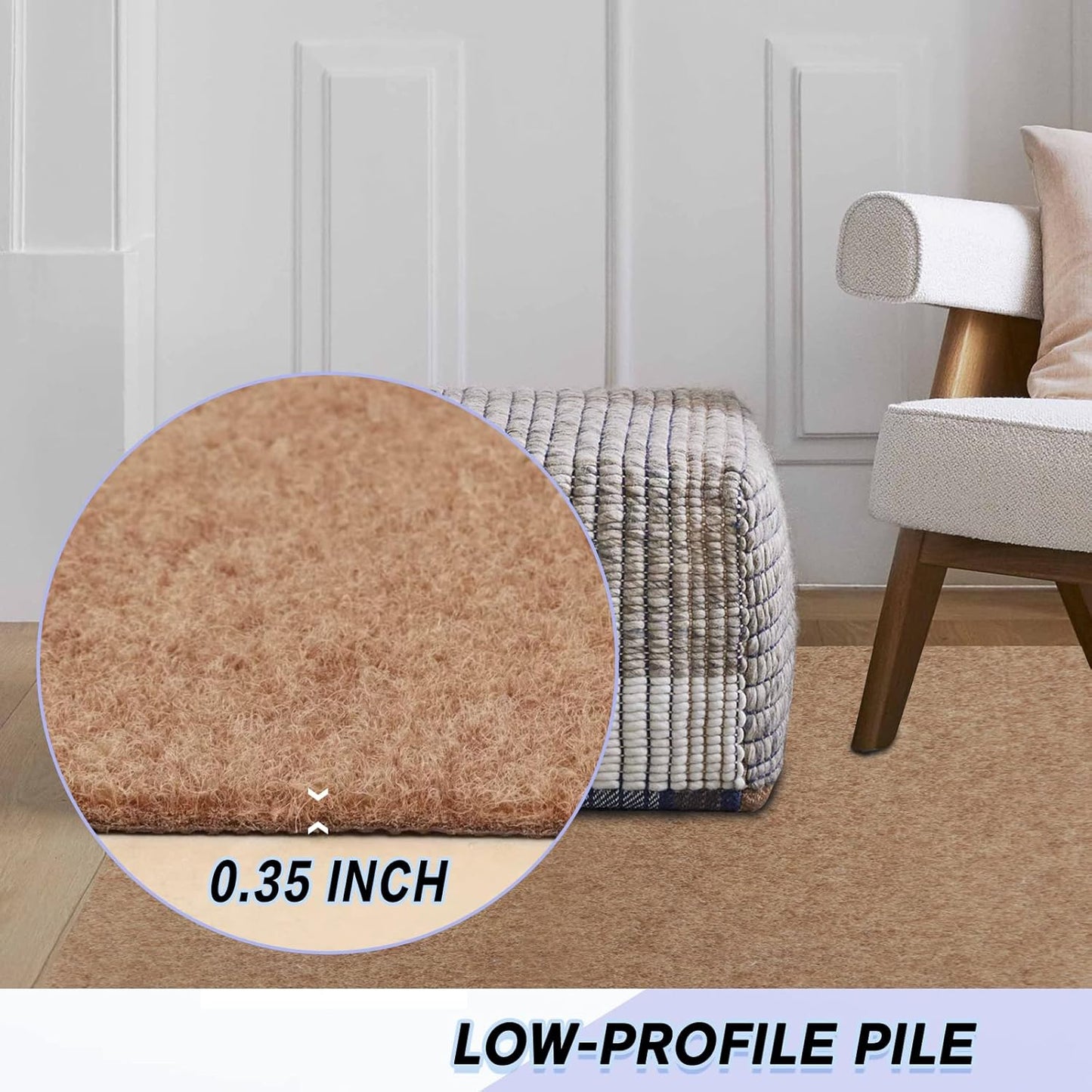 Custom Size Backed Non-Slip Area Rugs Runner, Easy Clean, Waterproof Runner Rugs for Hallway Entryway, Kitchen, Laundry, 2FT x 10FT, Beige