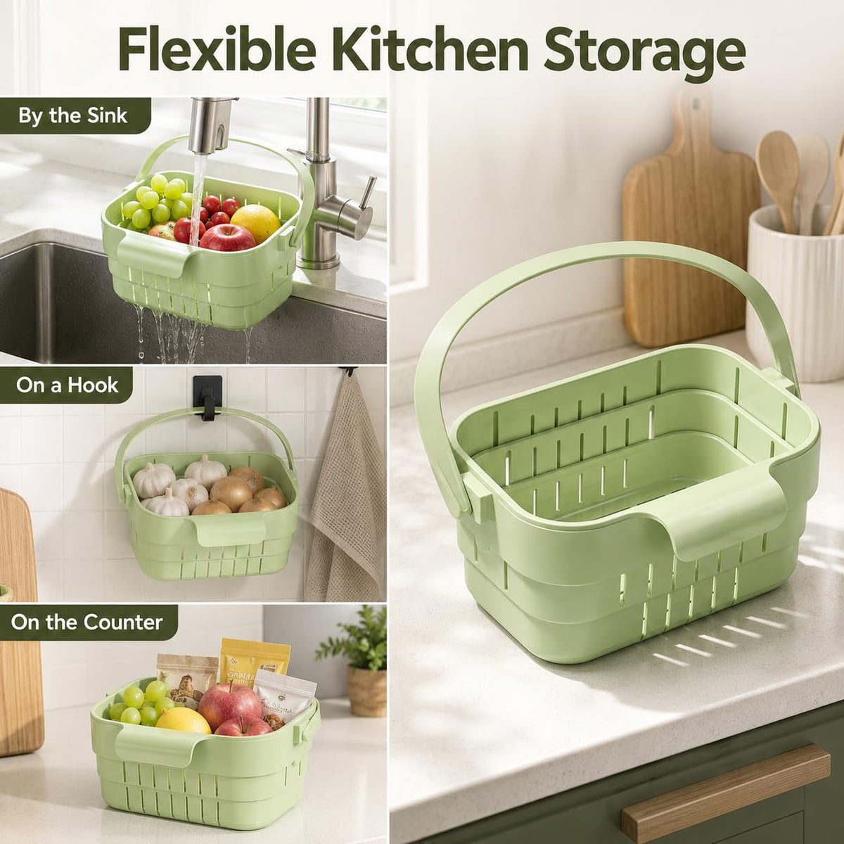 Collapsible Kitchen Sink Strainer Basket, Hanging Drain Basket (Square)
