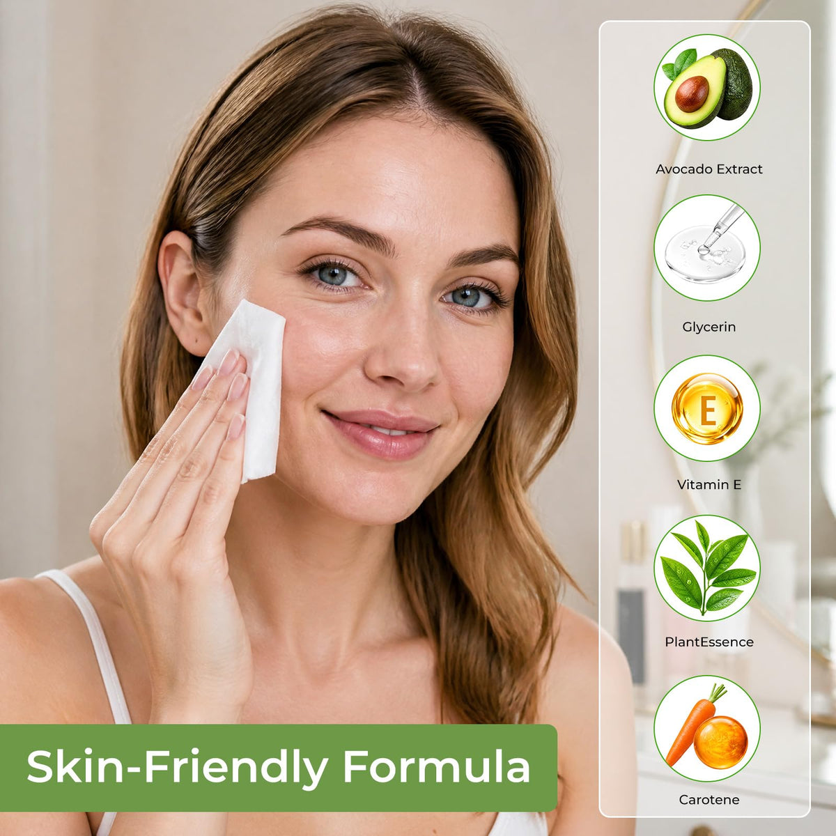 Makeup Remover Wet Wipes, Disposable Facial Cleansing Towelettes 50 Pack