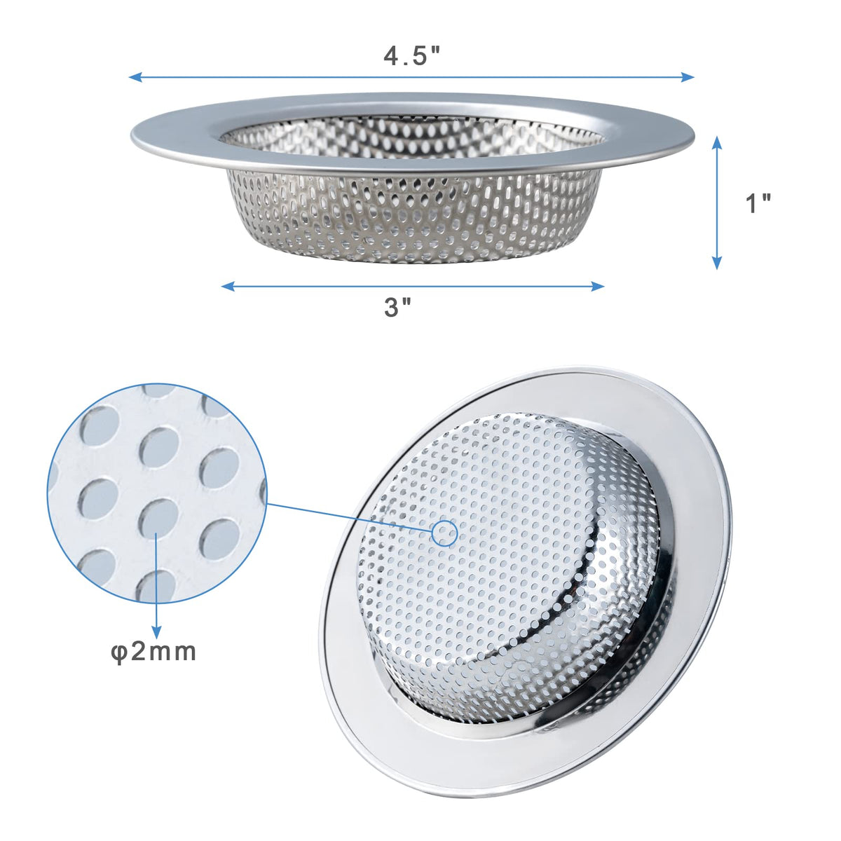 2 Pcs Sink Strainer Double-Layer Safe Design for Kitchen Sink Drain Basket