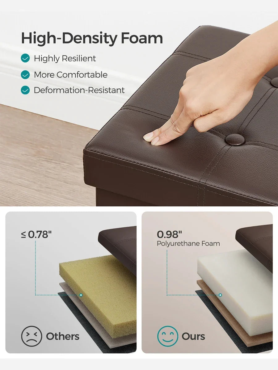 SONGMICS 43 Inches Folding Storage Ottoman Bench Storage