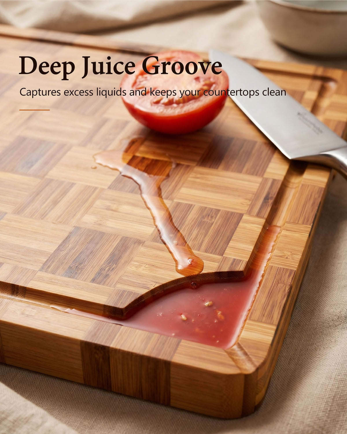 Checkered Cutting Board,18" x 12" X-Large Bamboo Cutting Board for Kitchen