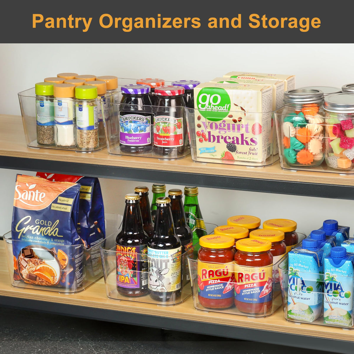 Heyuzb Pantry Organizers Storage, Clear Storage Organizer Bins 12 PACK