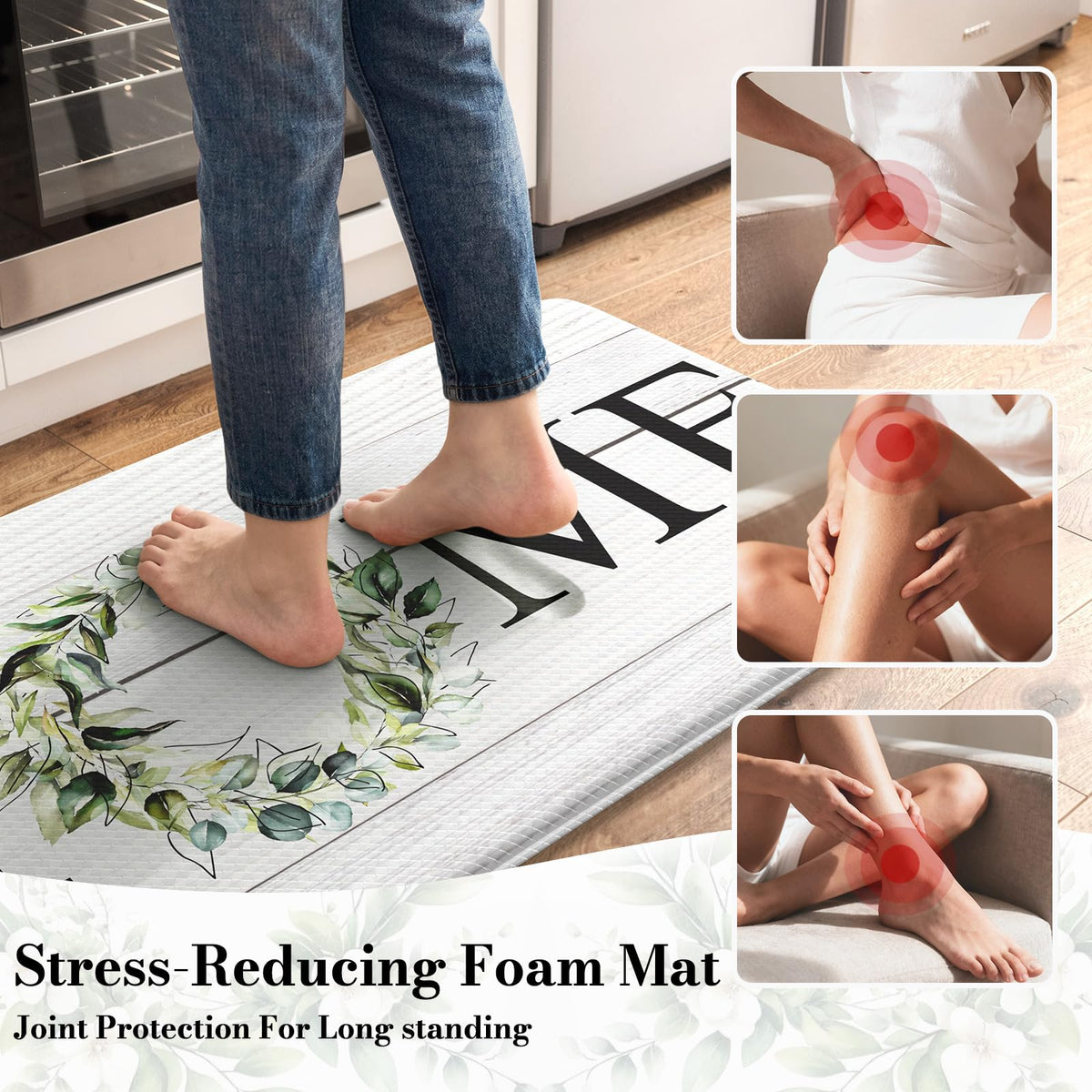 KIMODE Kitchen Mats for Floor Cushioned Anti Fatigue 2PCS Kitchen Rugs