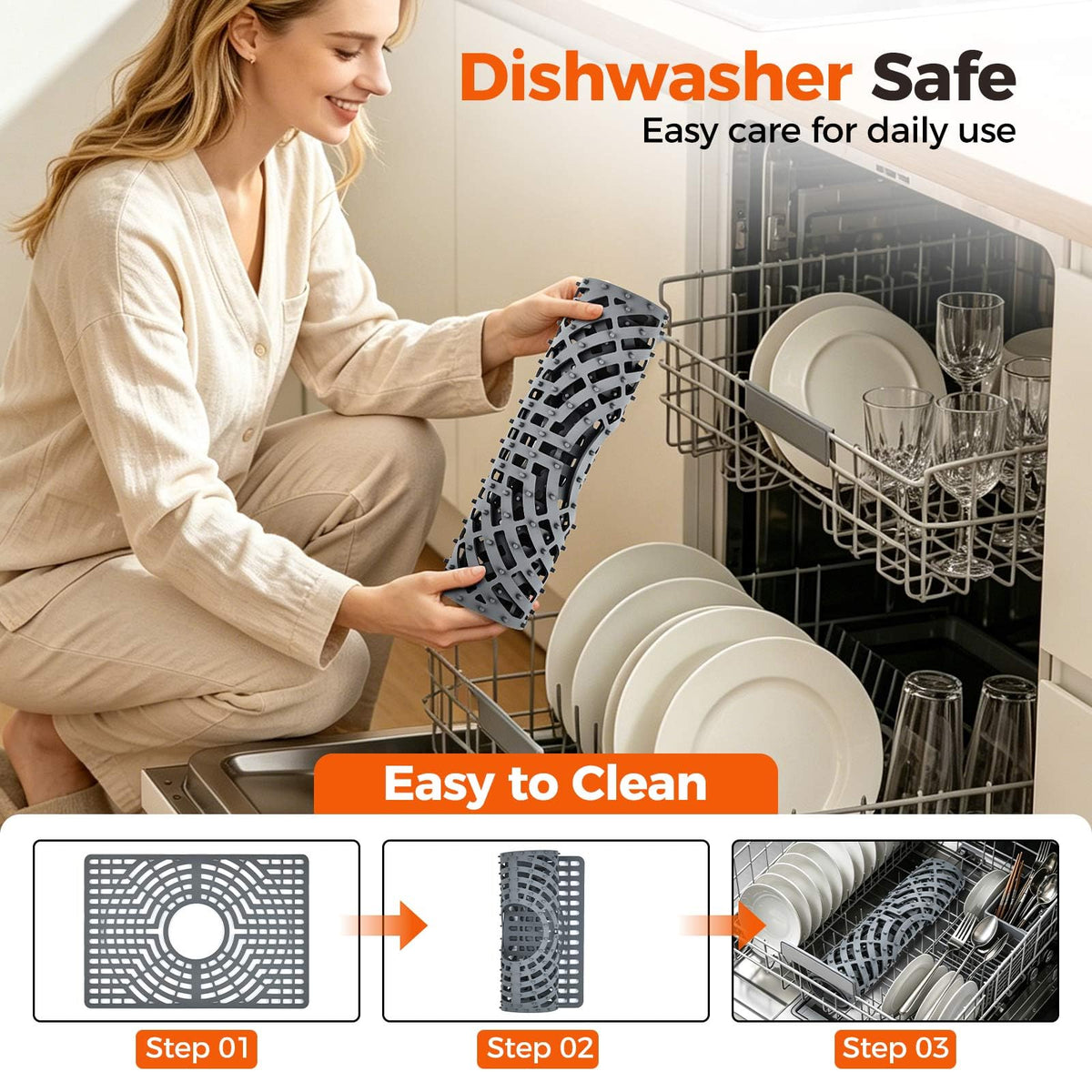 Snuggery Silicone Sink Protector for Kitchen Sink, 19"x13" Center Drain