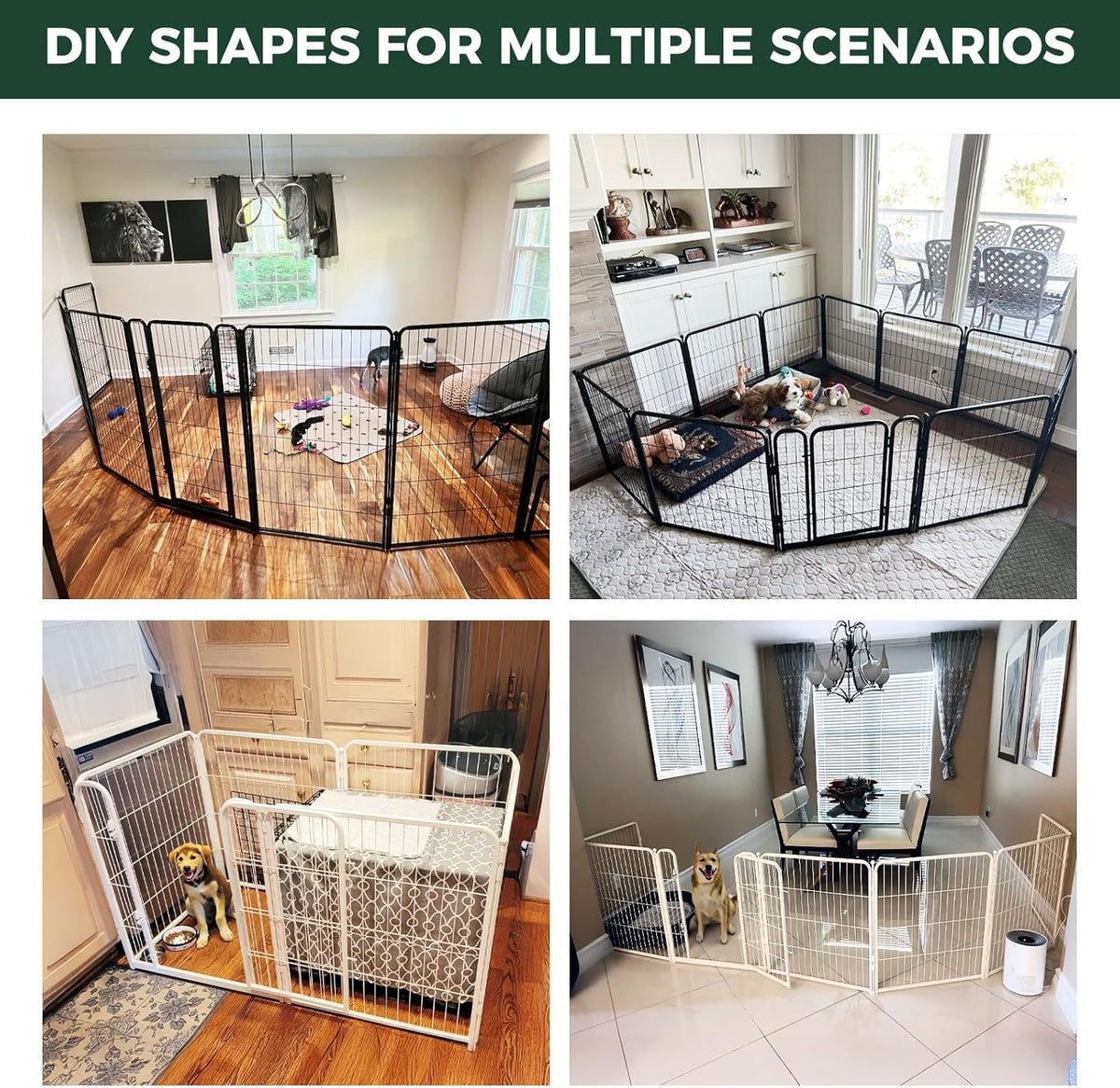 FXW Homeplus Unleashed Indoor Dog Playpen - Stress-Free and Safe Play, Heavy Duty 24 Inch 24 Wire Panels Dog Pen for Puppy and Small Dogs, Black│Patented