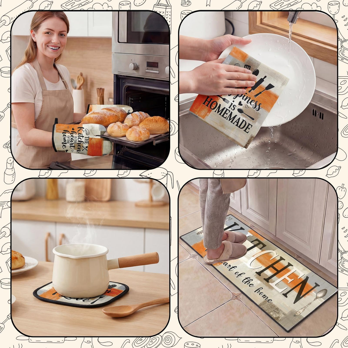 Nesphy Kitchen Decor and Accessories Set of 10, Orange Beige