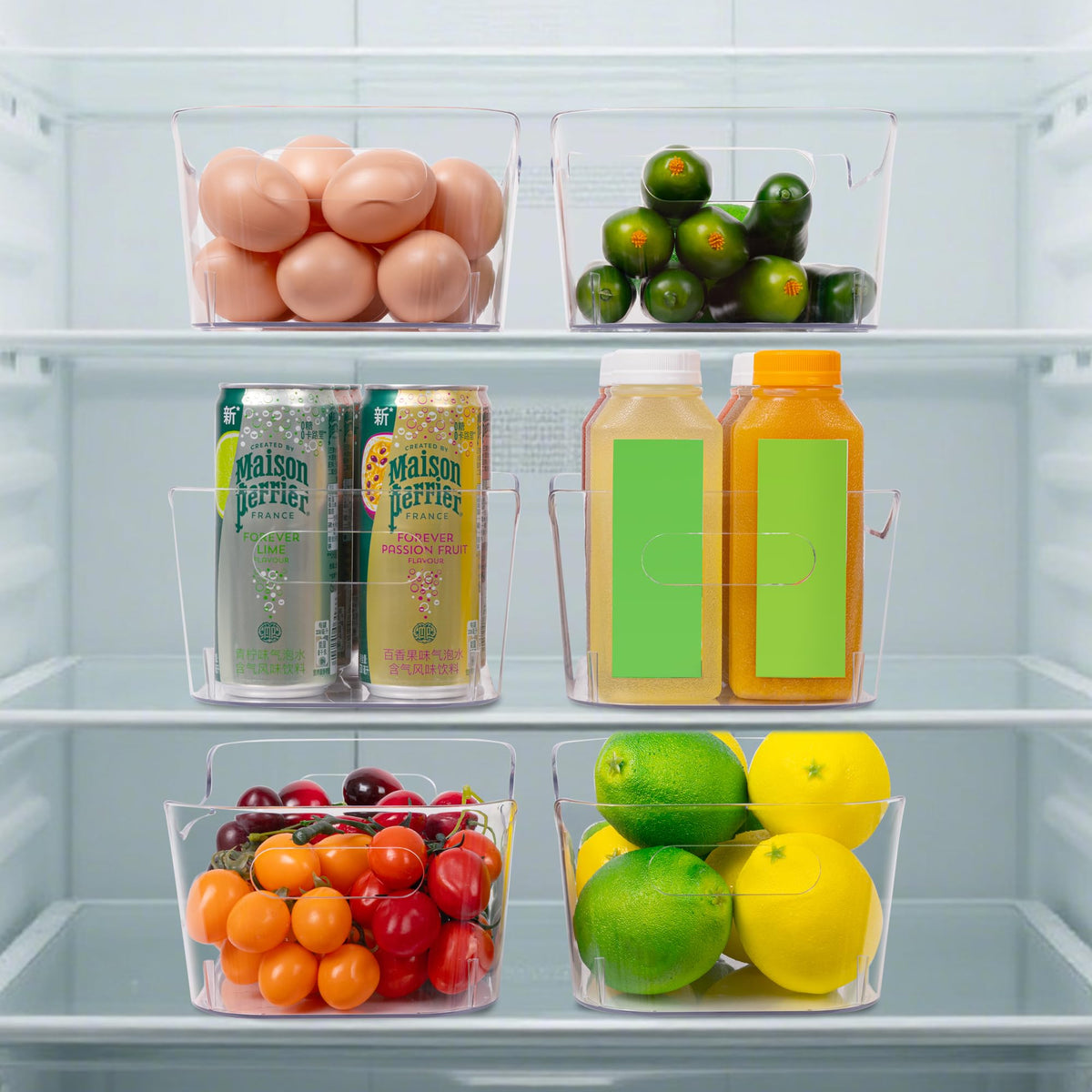 Tiawudi Set of 8 Clear Plastic Storage Bins, 2 Extra Large and 6 Small Storage Containers for Pantry Organization, Multi-Use Organizer Bins for Home, Kitchen, Cabinet, Bathroom, Fridge & Freezer