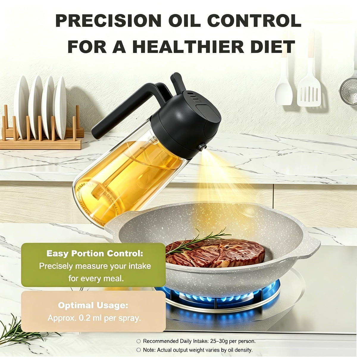 Pure Future 2-in-1 Olive Oil Sprayer for Cooking, Dispenser Bottle (Black)