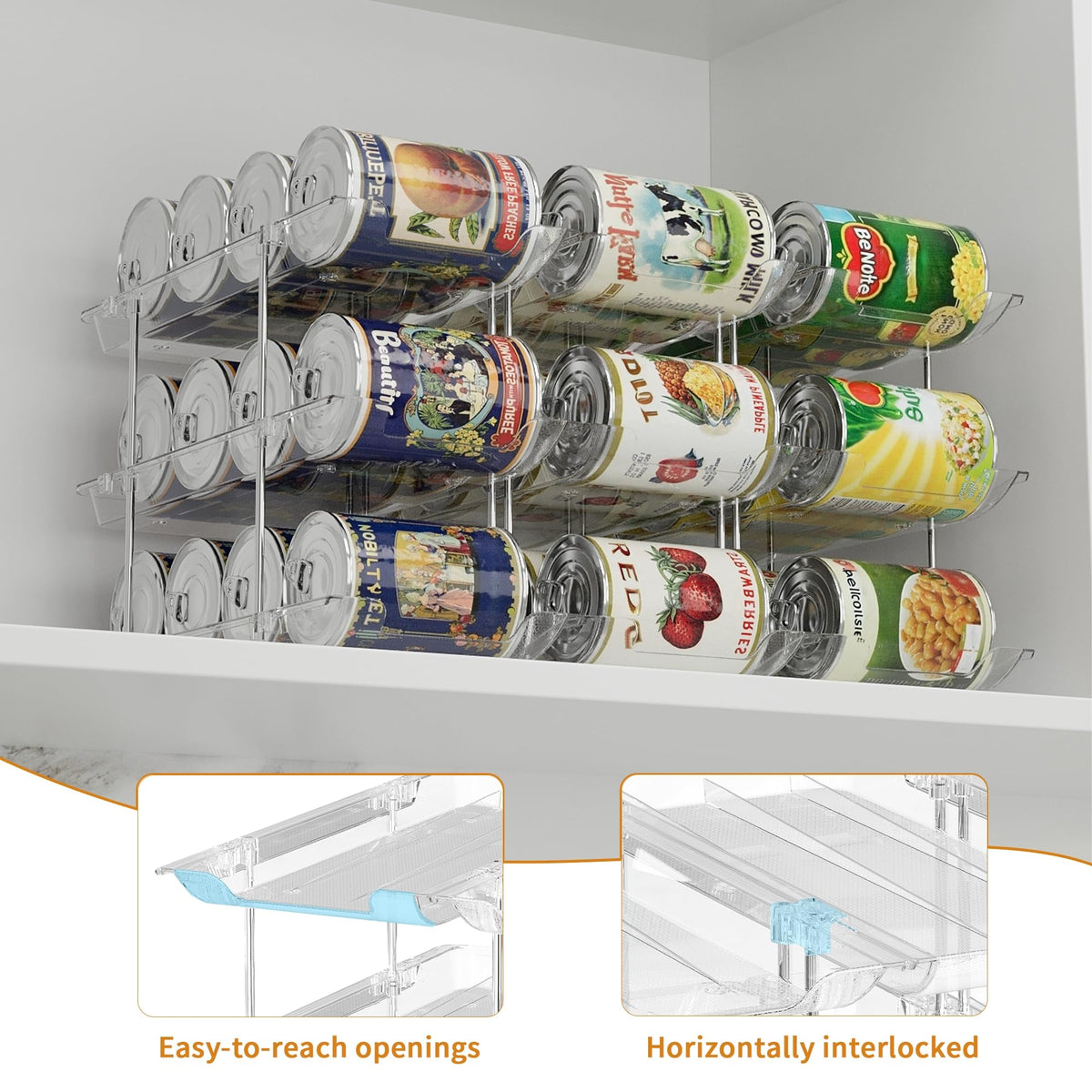 LXLXXL Can Organizer for Pantry Canned Food Storage Goods Holders 3 Tier