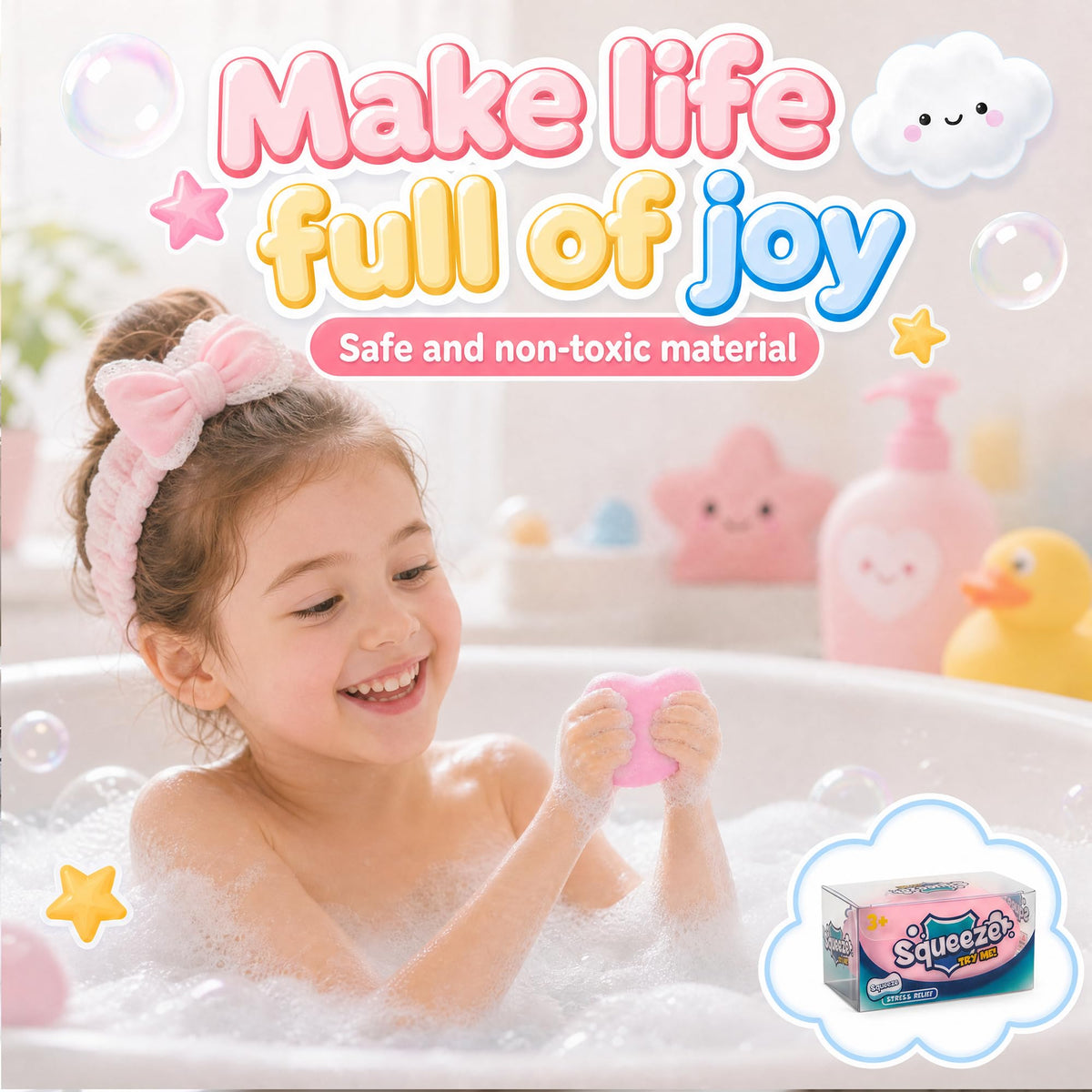 Crunchy Soap Squishy ASMR Toy, Soft Squeeze Fidget Toy, Stress Ball（White）