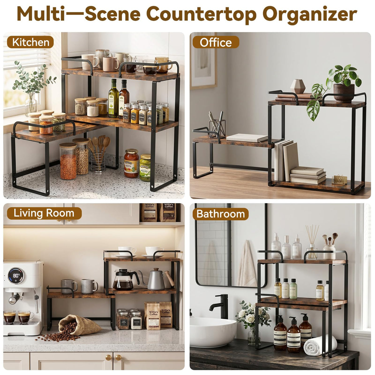Housolution Stackable Kitchen Countertop Organizer Corner Shelf